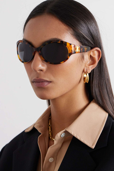 CELINE Triomphe oversized round-frame tortoiseshell acetate sunglasses outlook