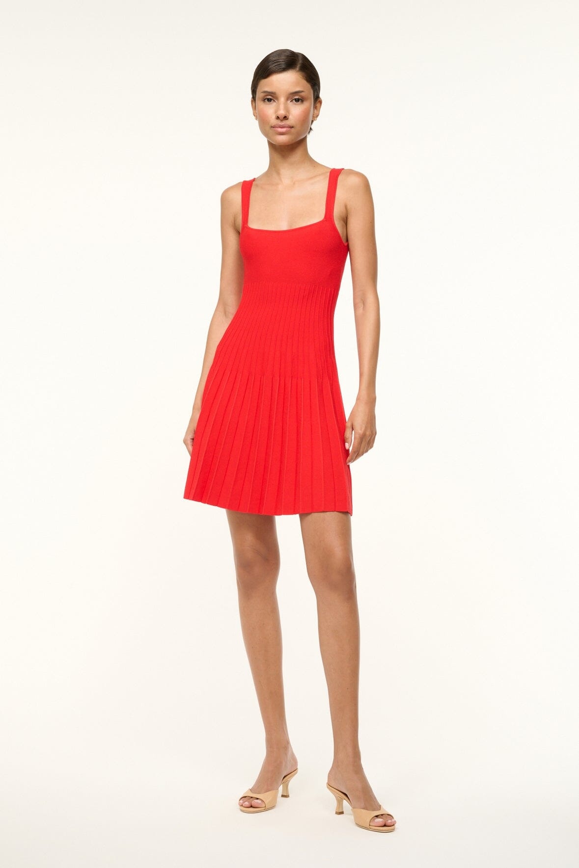 STAUD MINI ELLISON DRESS RED ROSE - 2