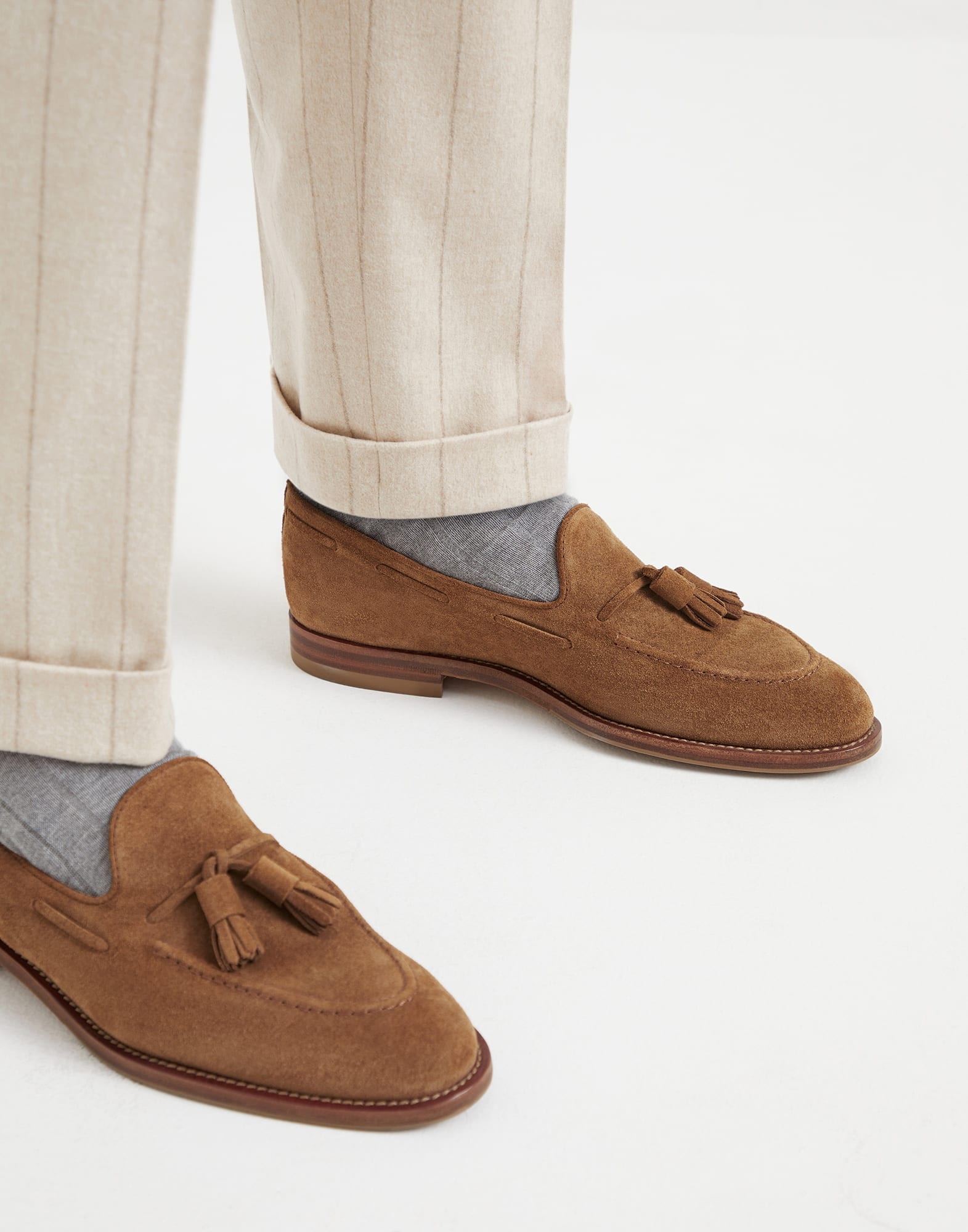 Brunello Cucinelli Suede loafers with tassels | REVERSIBLE