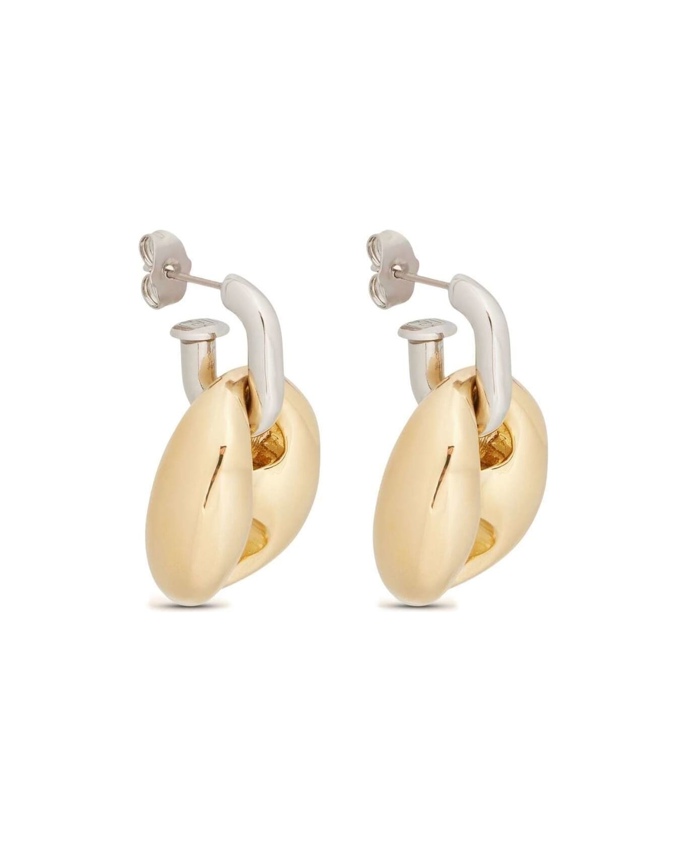 Silver And Gold 'xtra Eight Dang' Earrings With Pressure Closure In Brass And Aluminum Woman - 2