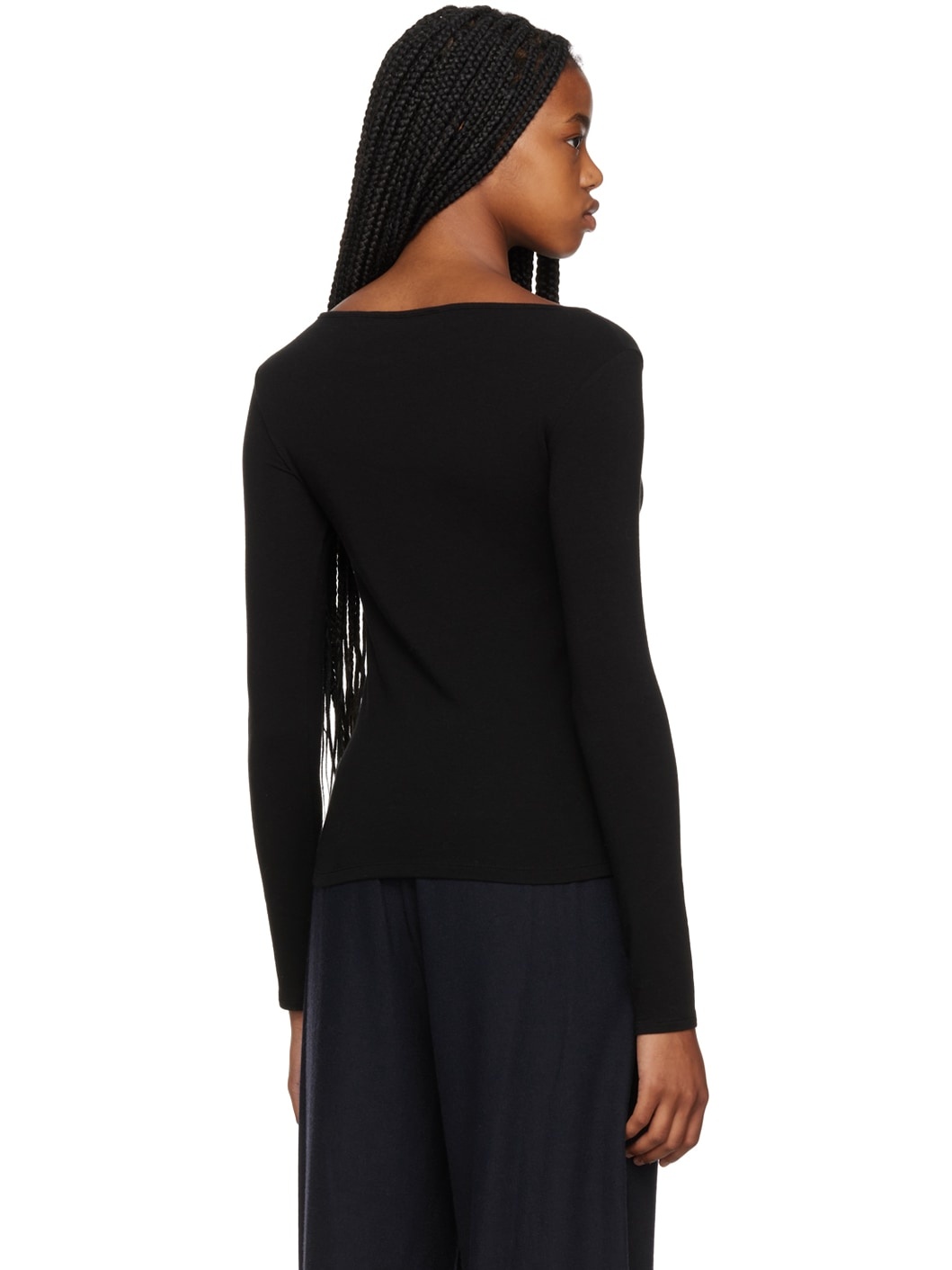 Black Scoop Neck Long Sleeve T-Shirt - 6