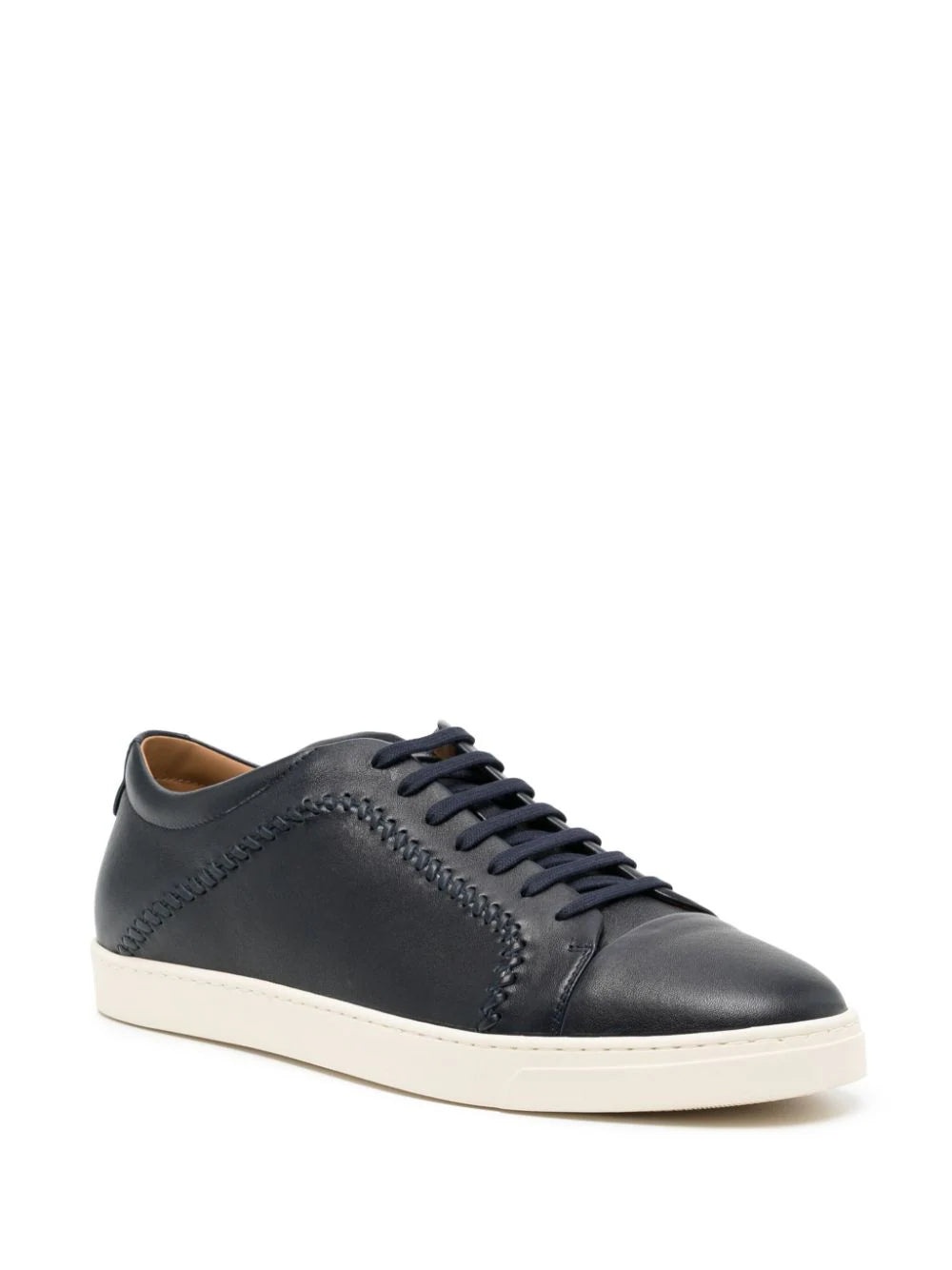 WHIPSTITCH-TRIM LEATHER SNEAKERS - 2