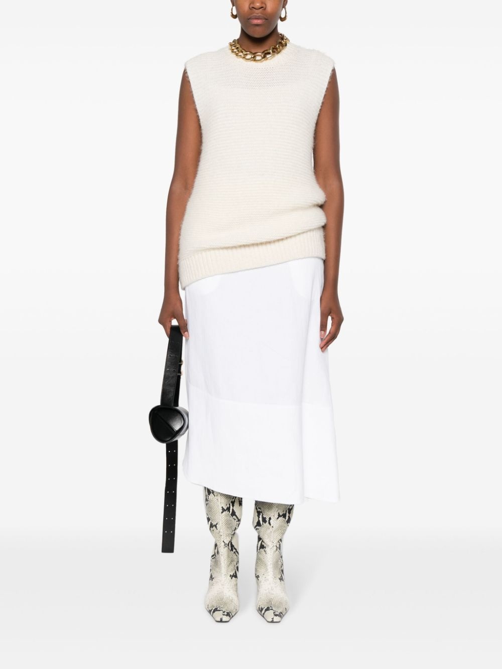 asymmetric linen midi skirt - 2