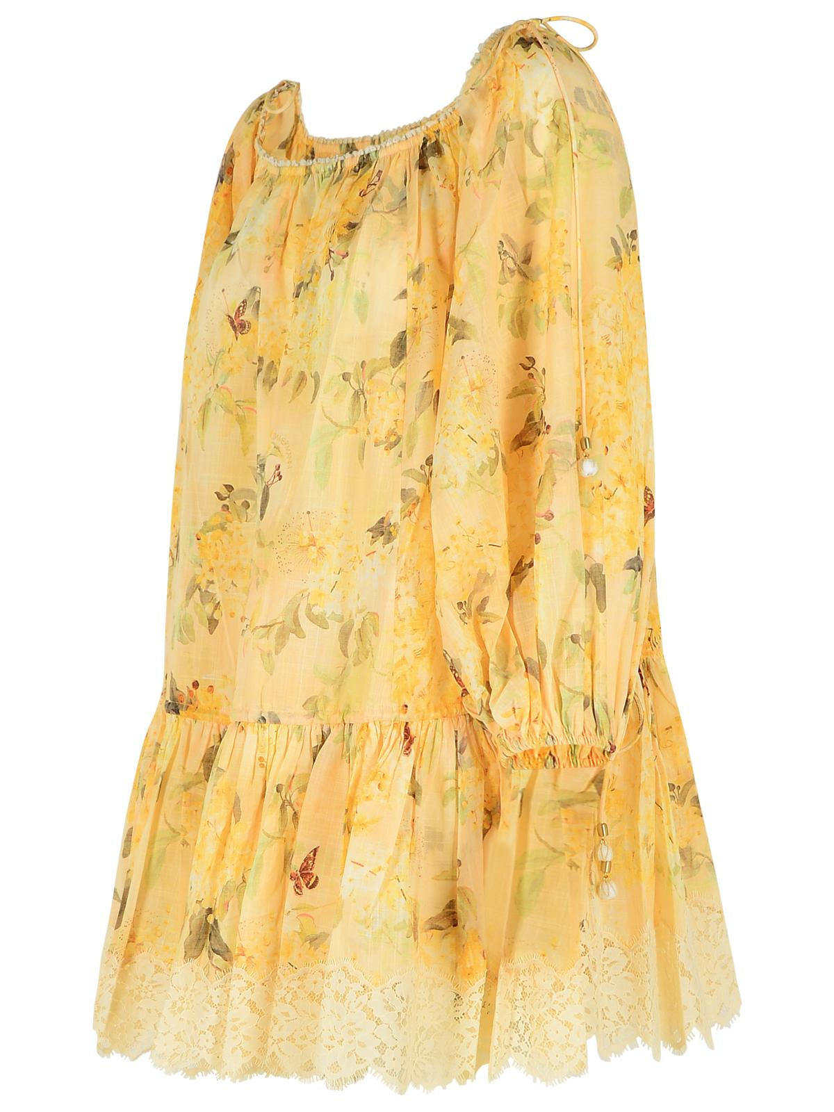 Zimmermann 'Cascadian' Yellow Cotton Mini Dress 'Botanical Flora' Women - 2