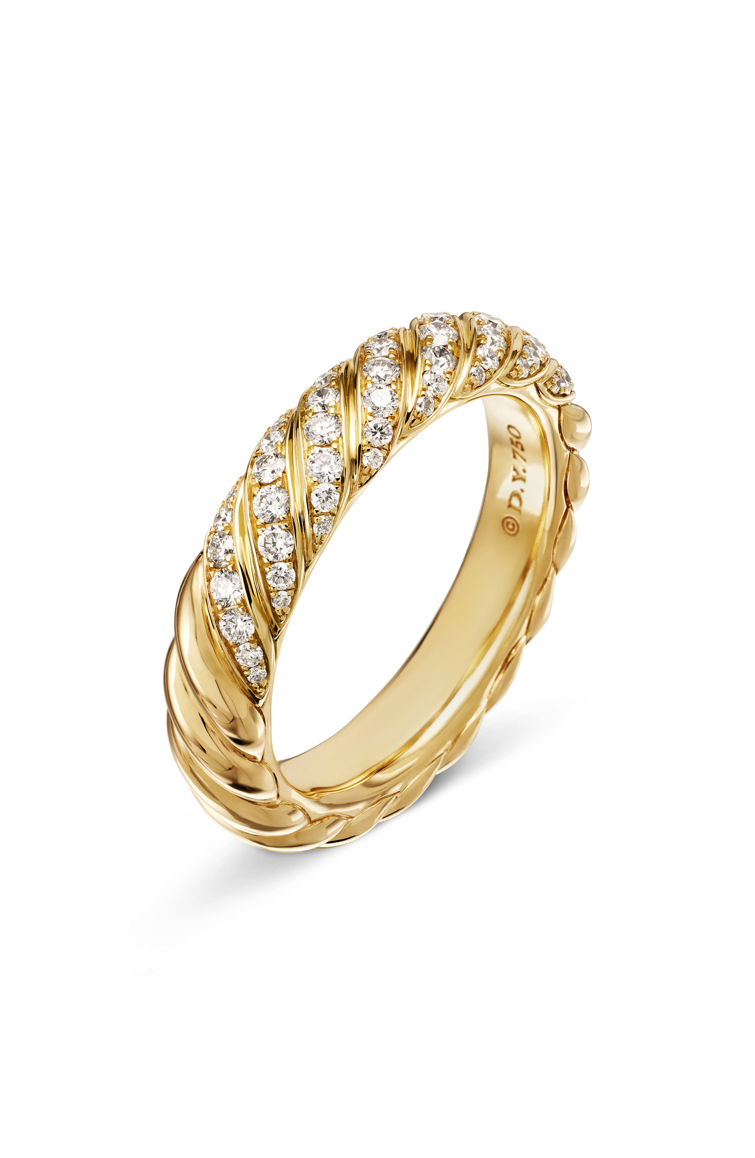 David Yurman Sculpted Cable Pavé Diamond Band Ring in 18K Yellow Gold/Diamond at Nordstrom - 5