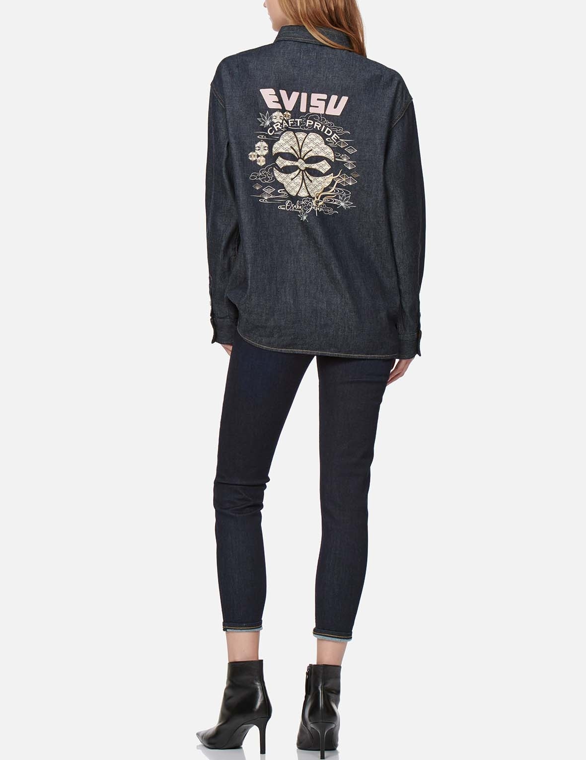 BROCADE KAMON PRINT DENIM SHIRT - 5