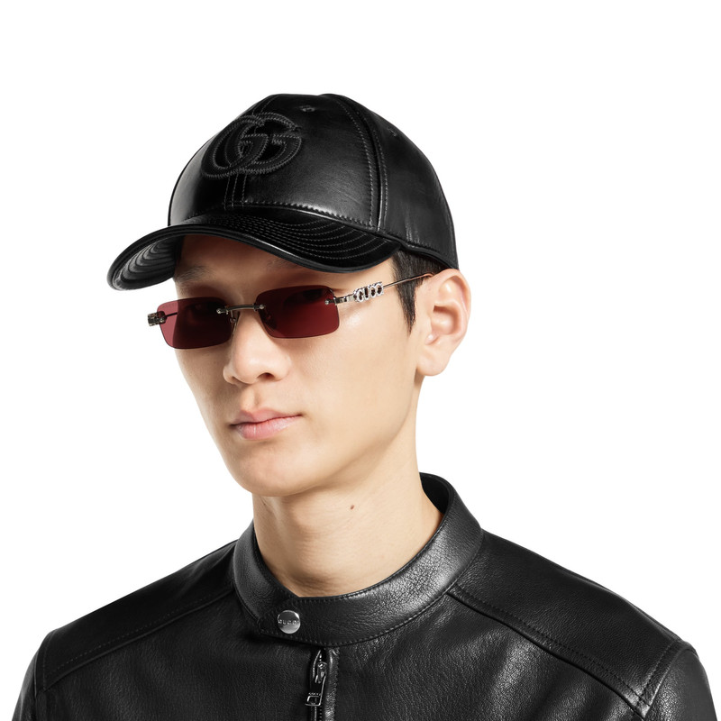 Leather baseball hat with Double G 3