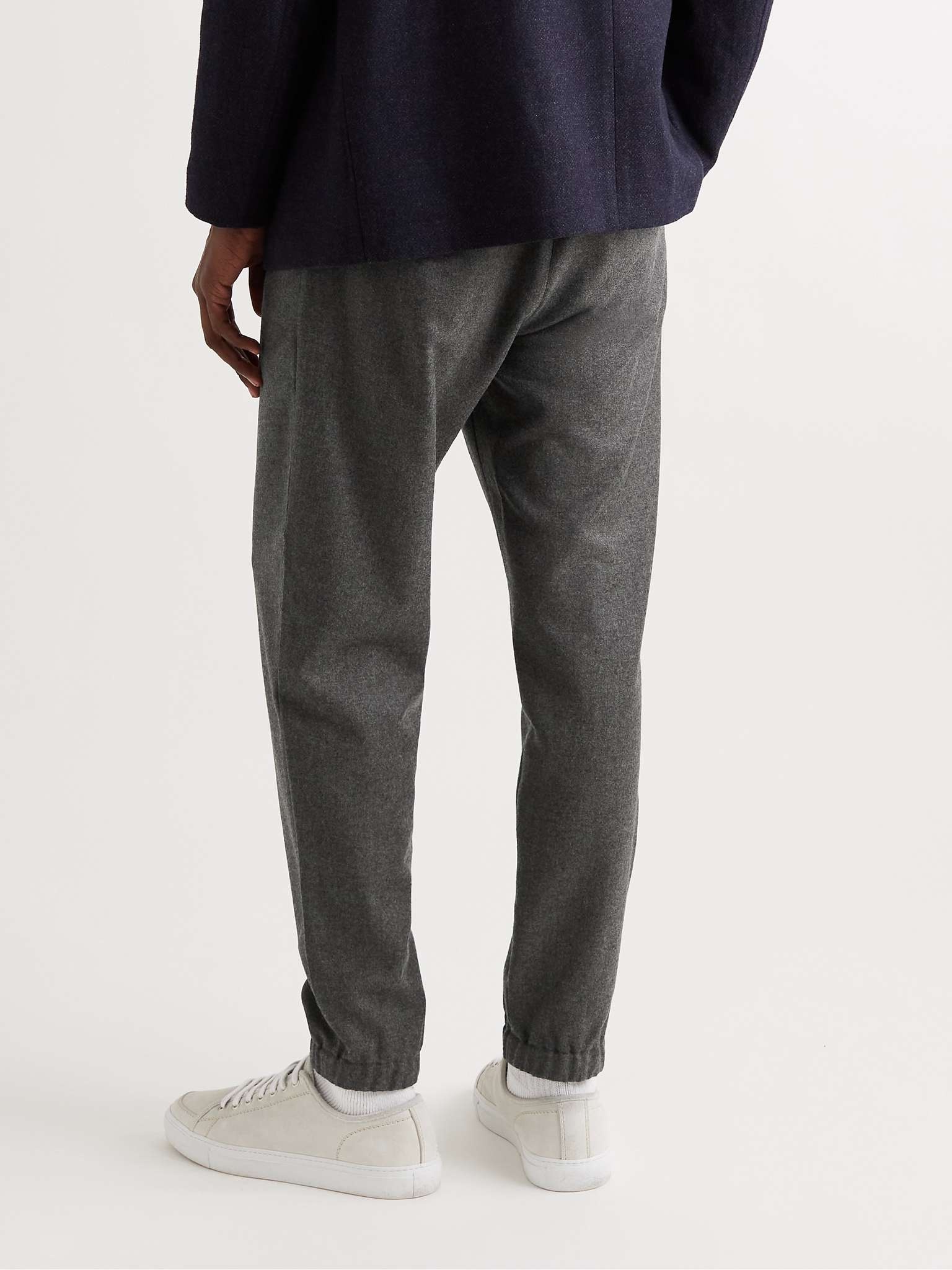 Tapered Pleated Virgin Wool and Cashmere-Blend Flannel Trousers - 4