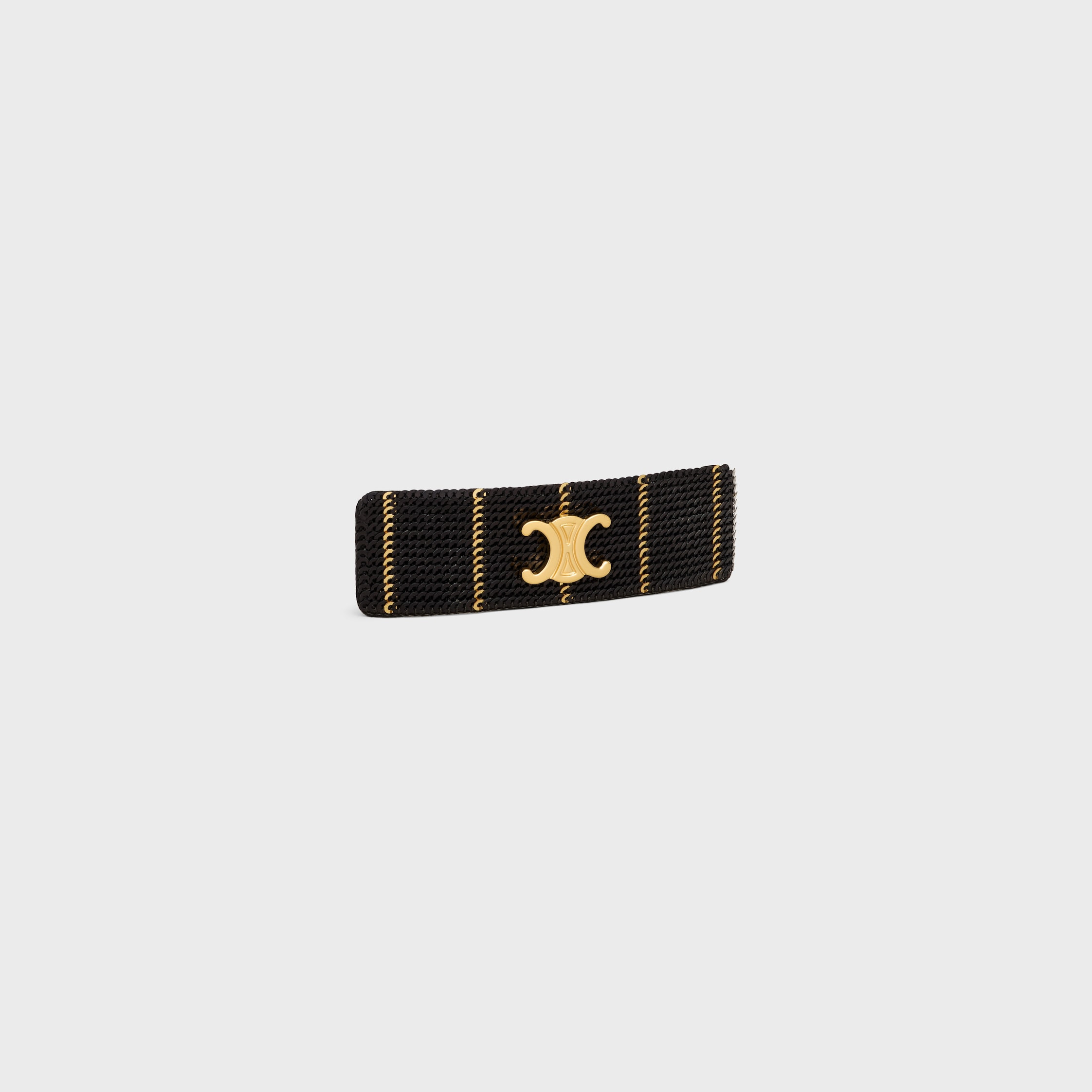Celine Striped Sequins Hair Clip in Polyester and Brass with Gold Finish - 2