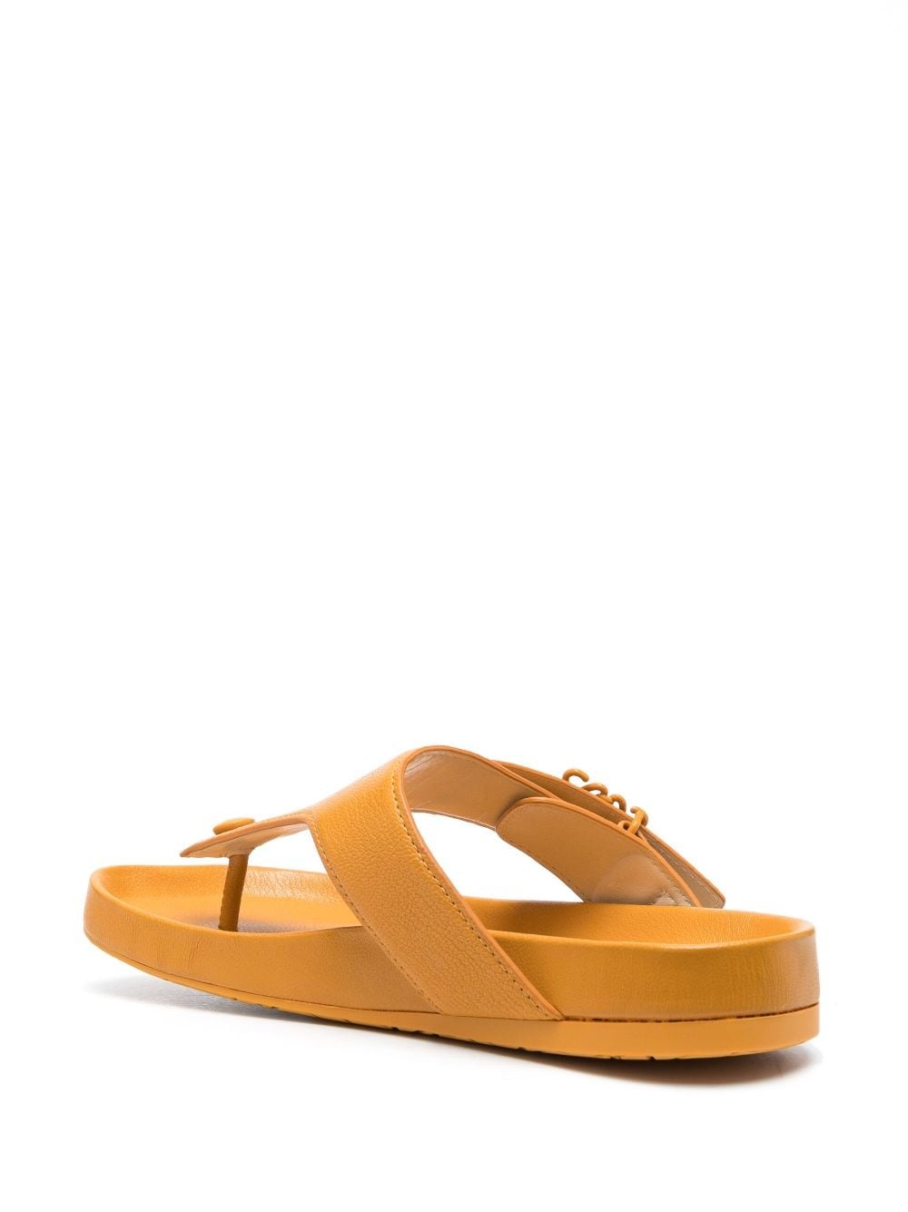 logo-plaque leather flip flops - 3