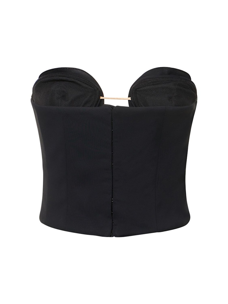 Viscose bustier top w/ flower appliqués - 5