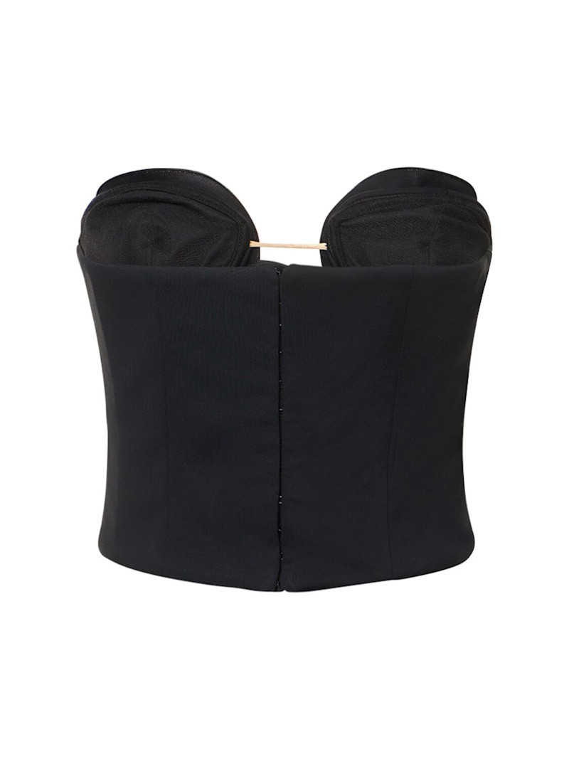 Viscose bustier top w/ flower appliqués 5