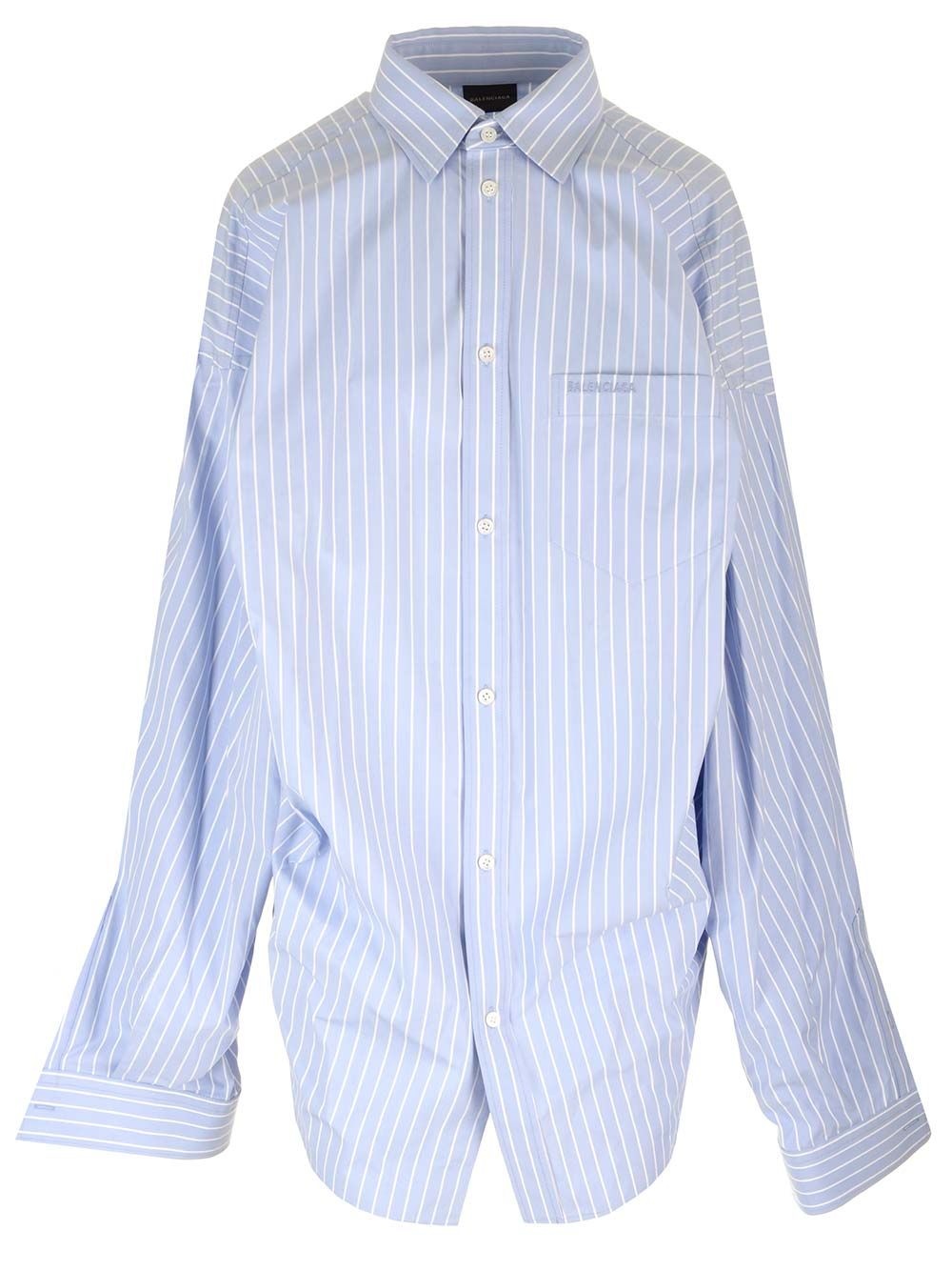 Large Fit Asymmetric Shirt Shirts Light Blue - 1
