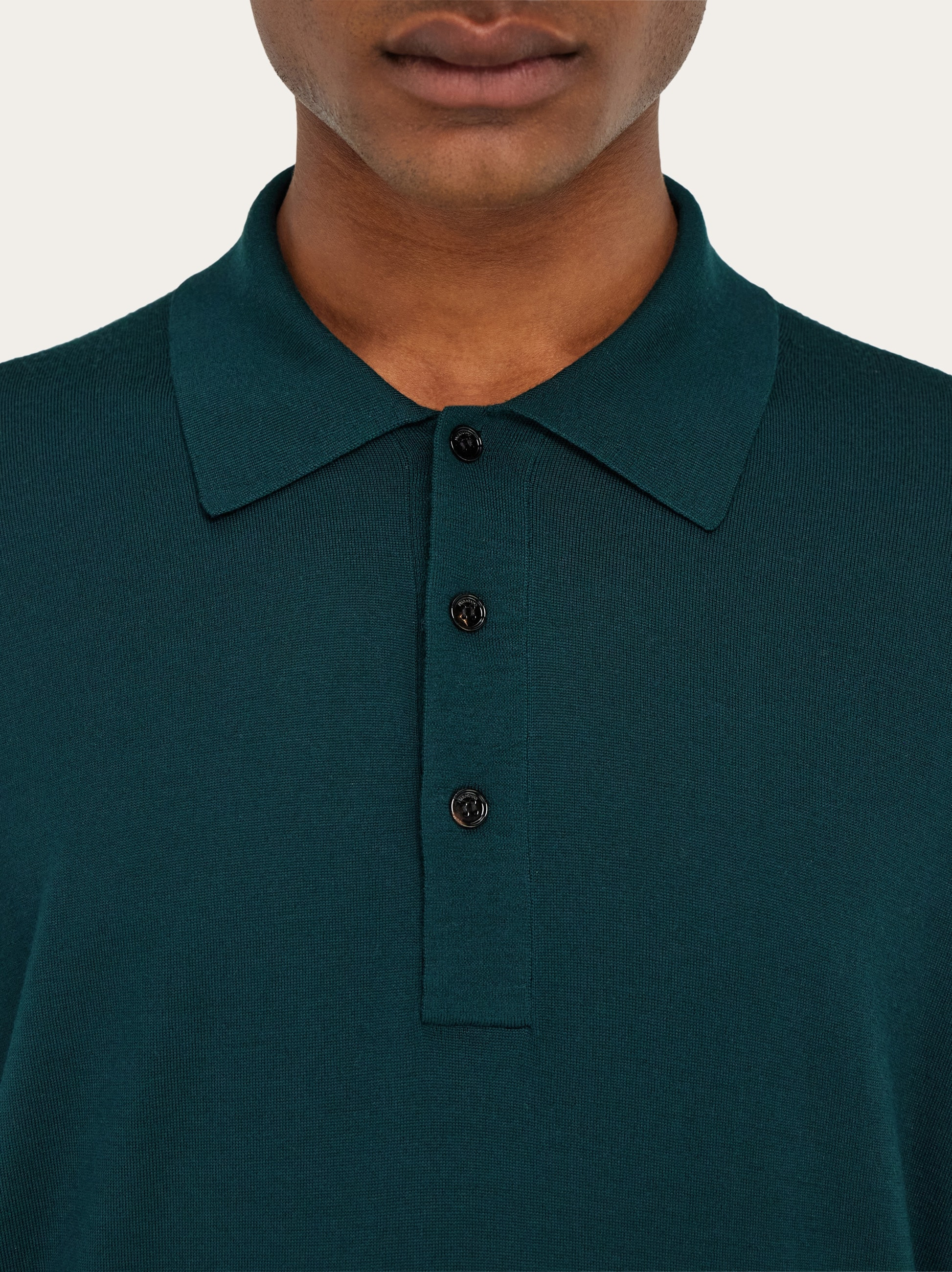 Wool polo shirt with long sleeves - 5