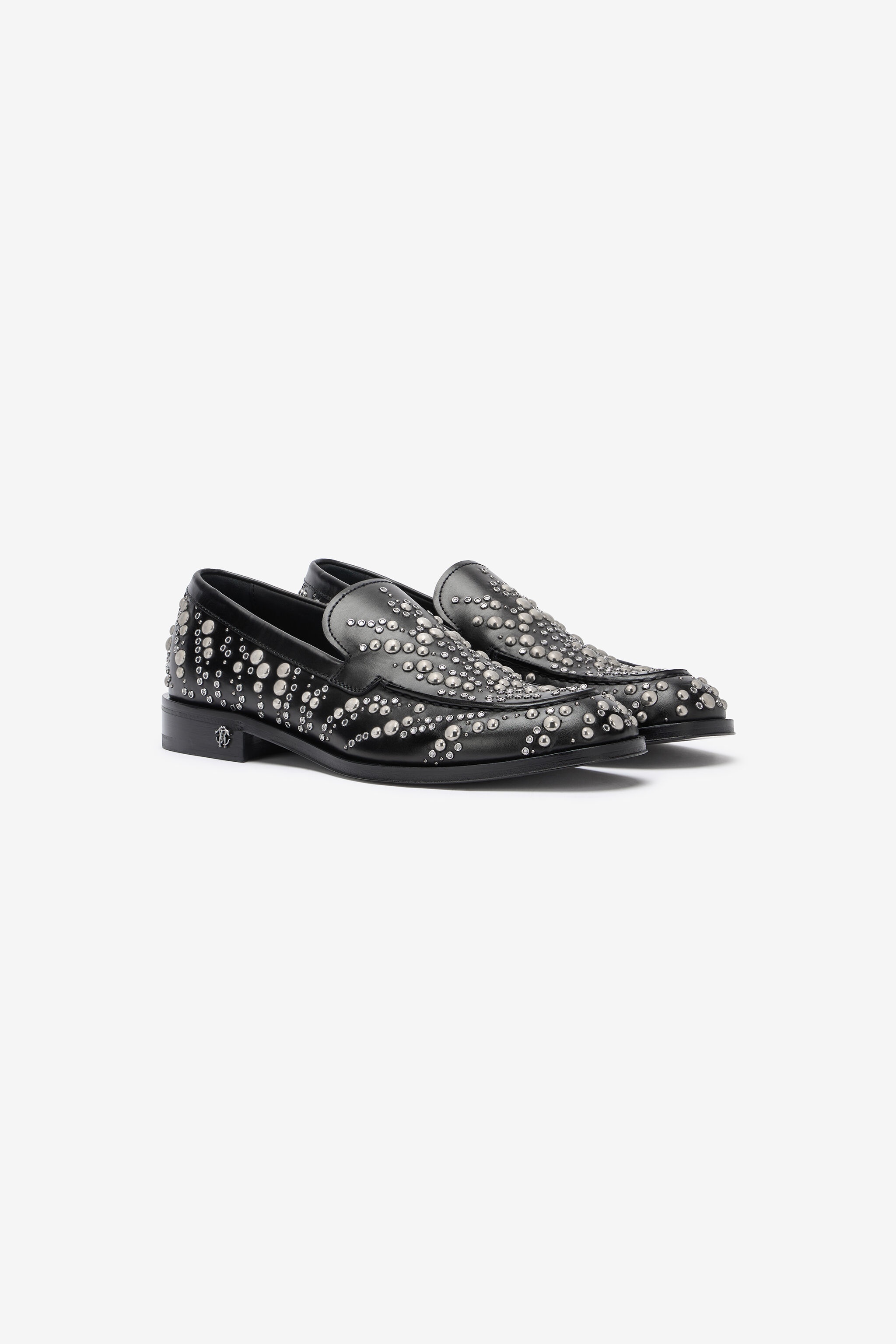 Leather Loafers With Studs And Rhinestones - 2