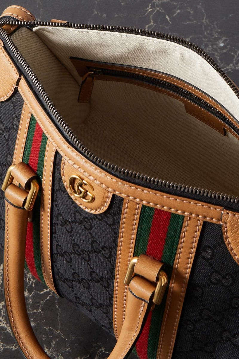 Leather-trimmed printed coated-canvas tote 5