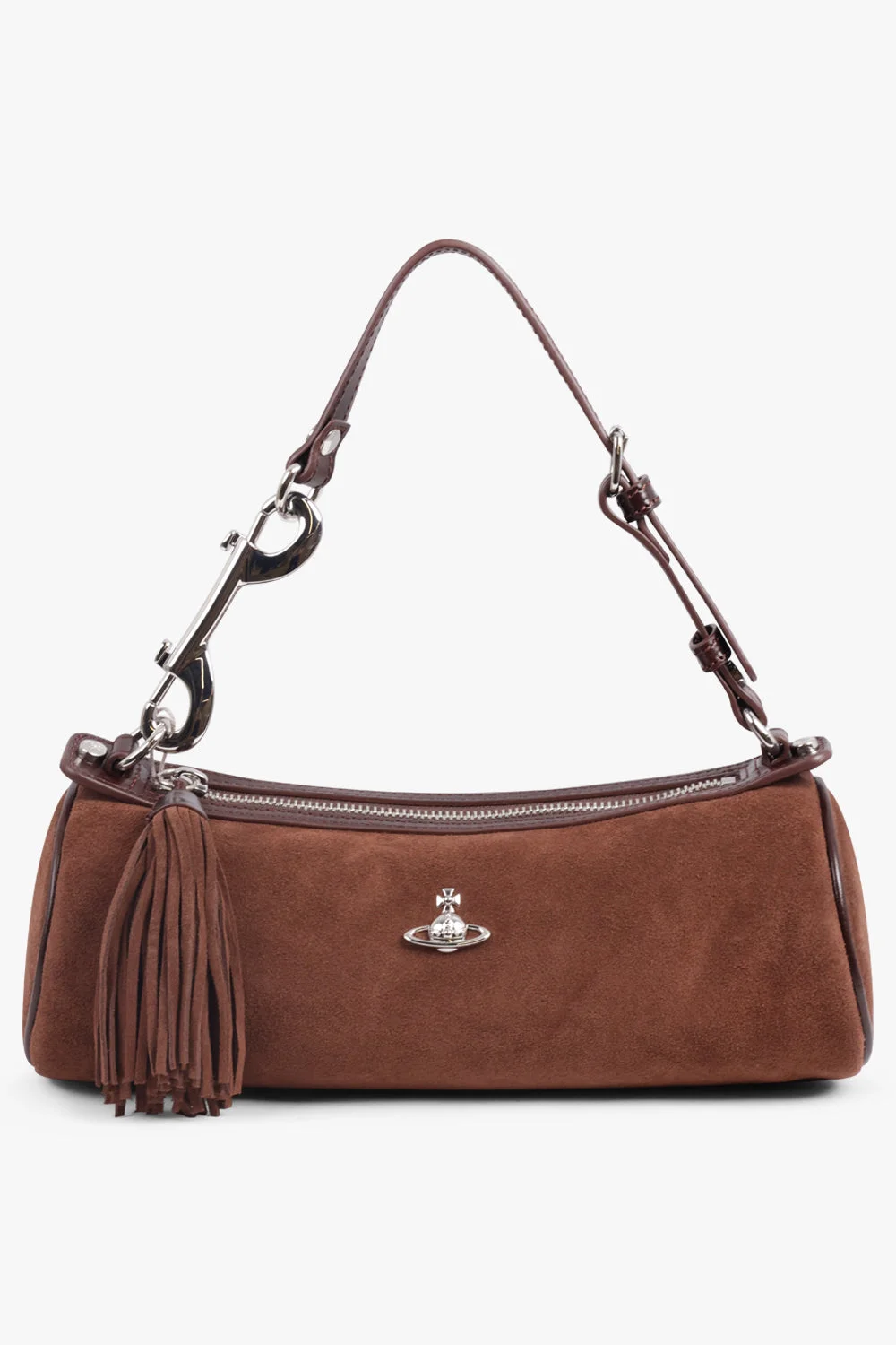 CINDY SUEDE CYLINDER SHOULDER BAG | CHOCOLATE BROWN - 1