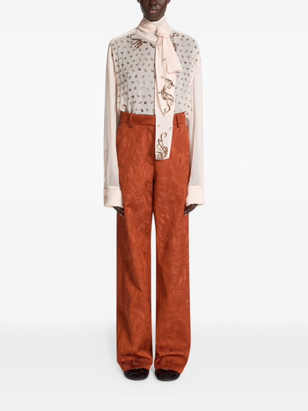 jacquard-swirl trousers - 2