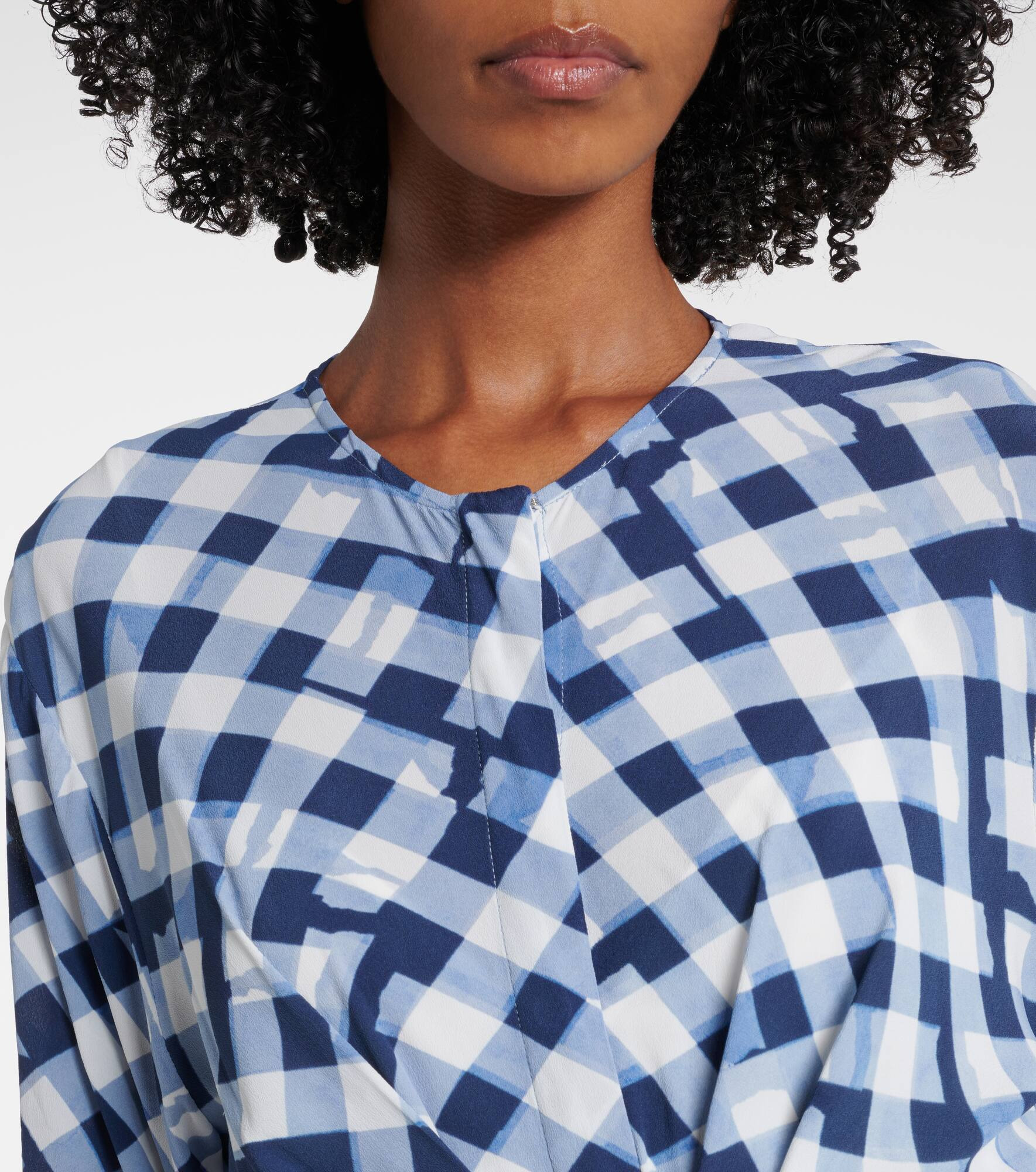 Checked gathered midi dress - 4