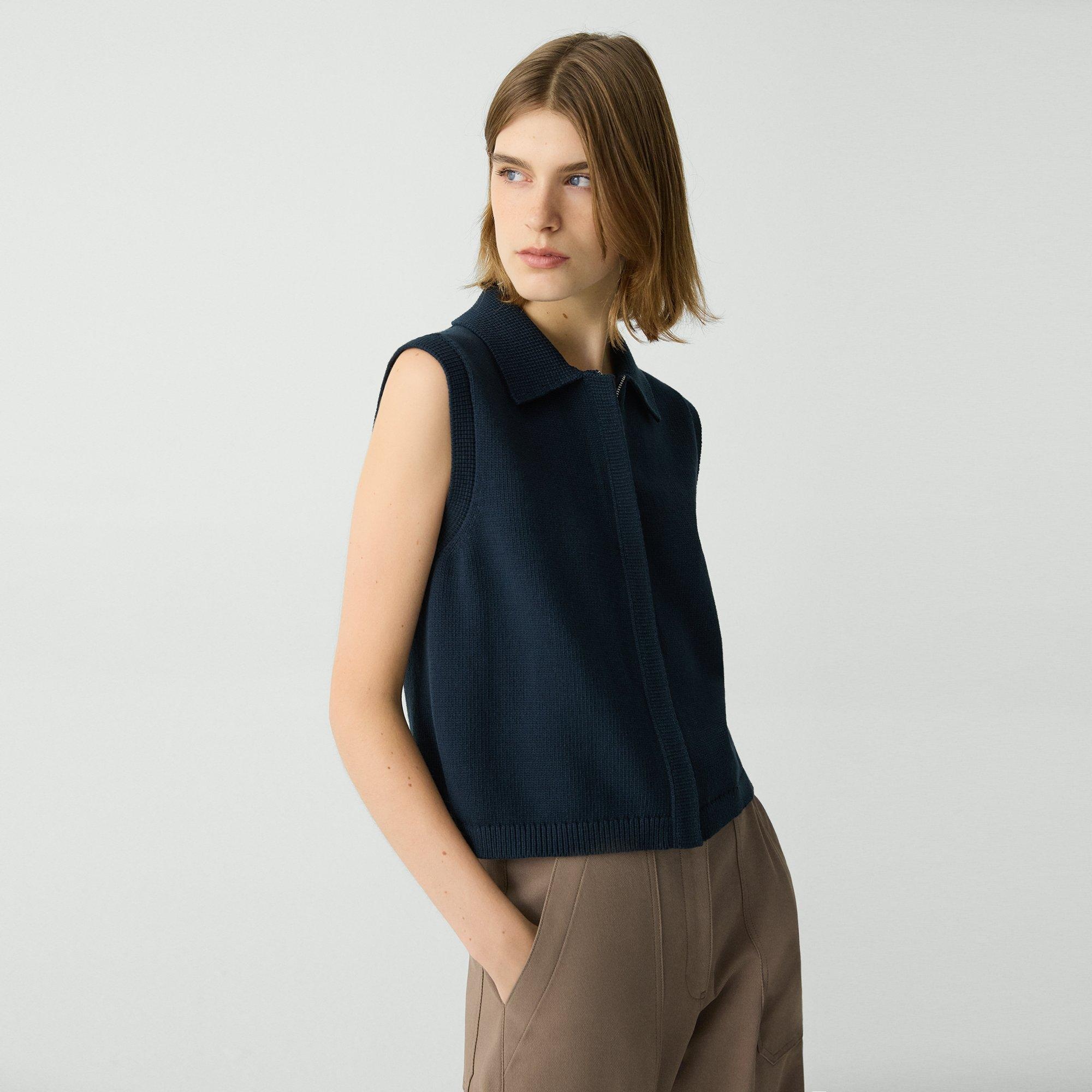 Zip-Up Vest in Rounded Cotton - 3