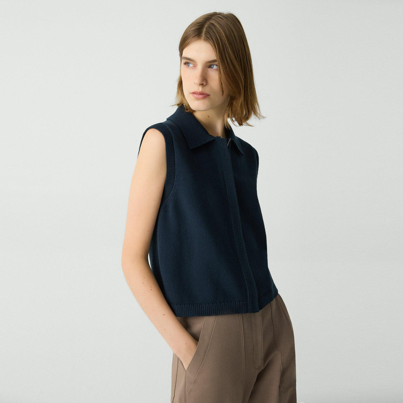 Zip-Up Vest in Rounded Cotton 3