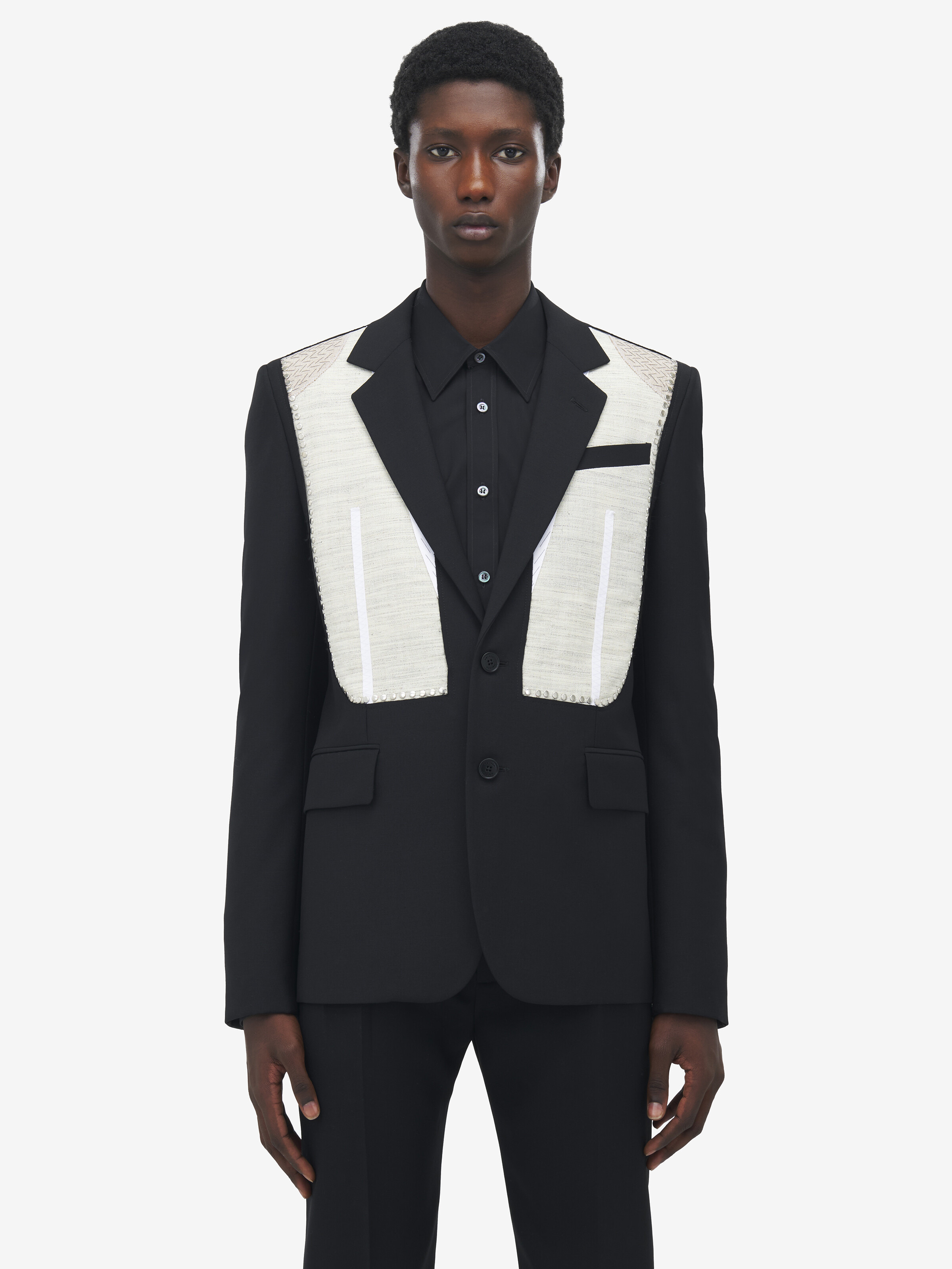 Canvas Detail Single-Breasted Jacket - 2
