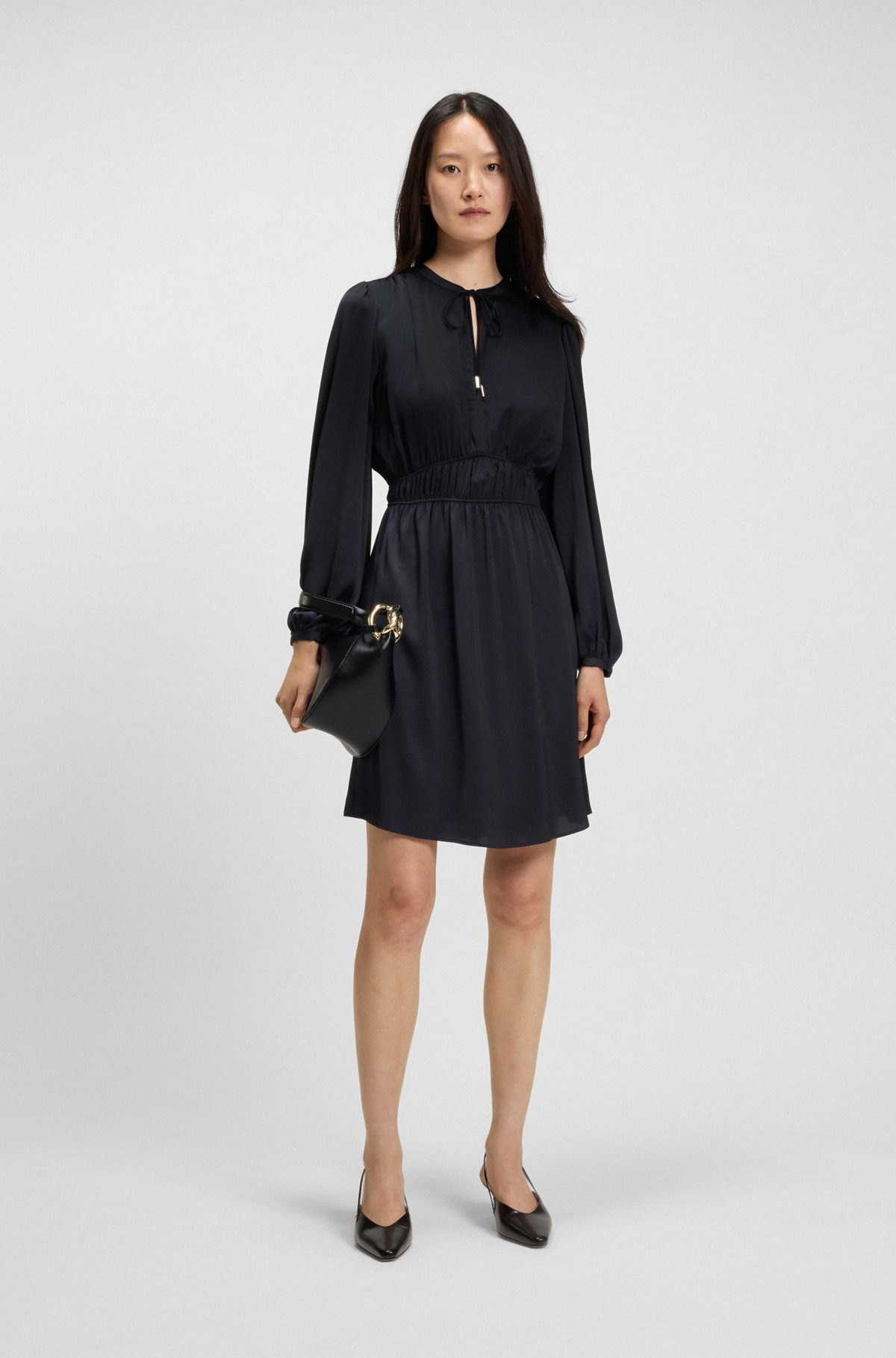 CRINKLE-SATIN MINI DRESS WITH GATHERED DETAILS - 2