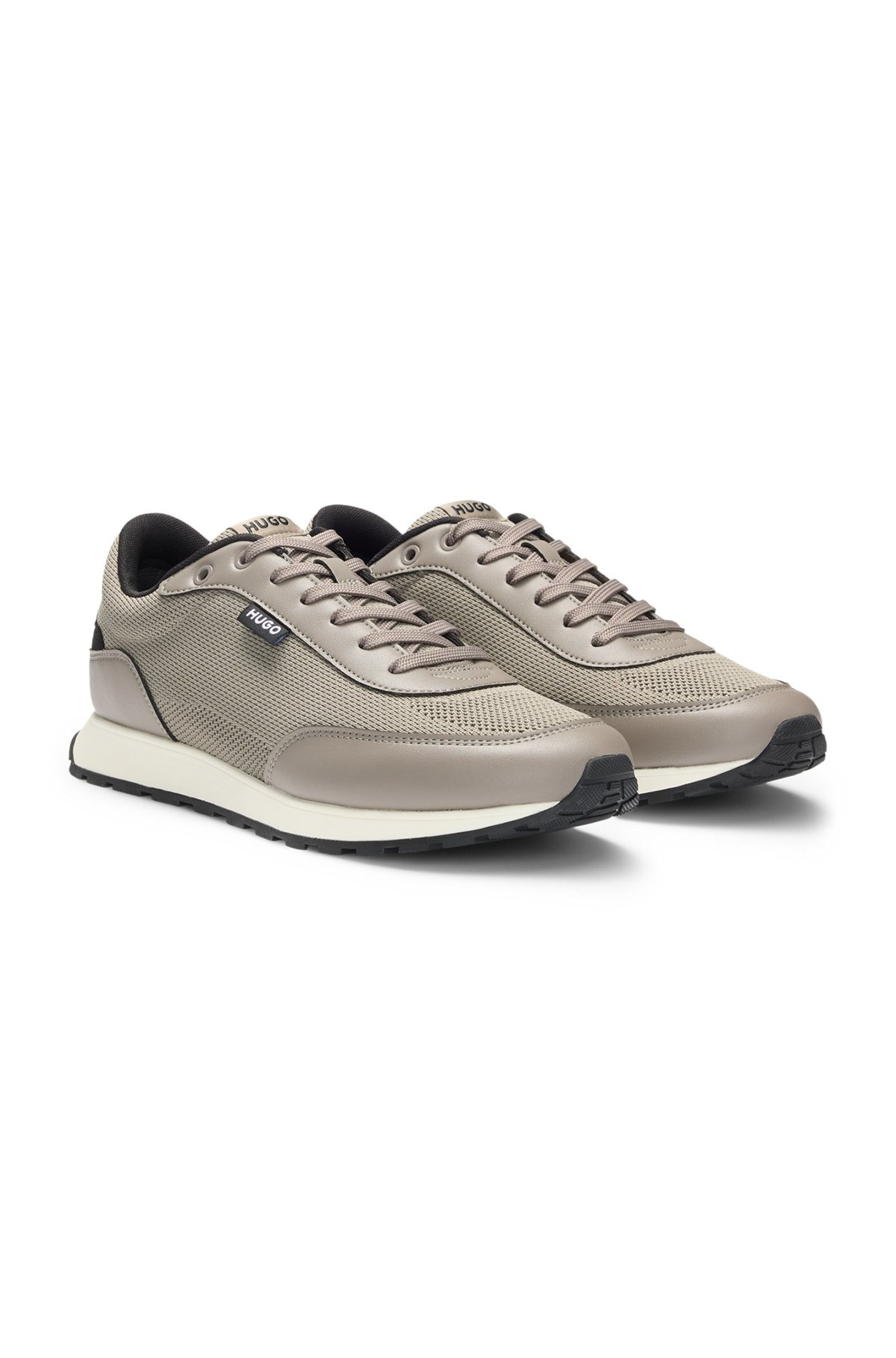 KNIT-EFFECT TRAINERS WITH FAUX-LEATHER TRIMS - 2