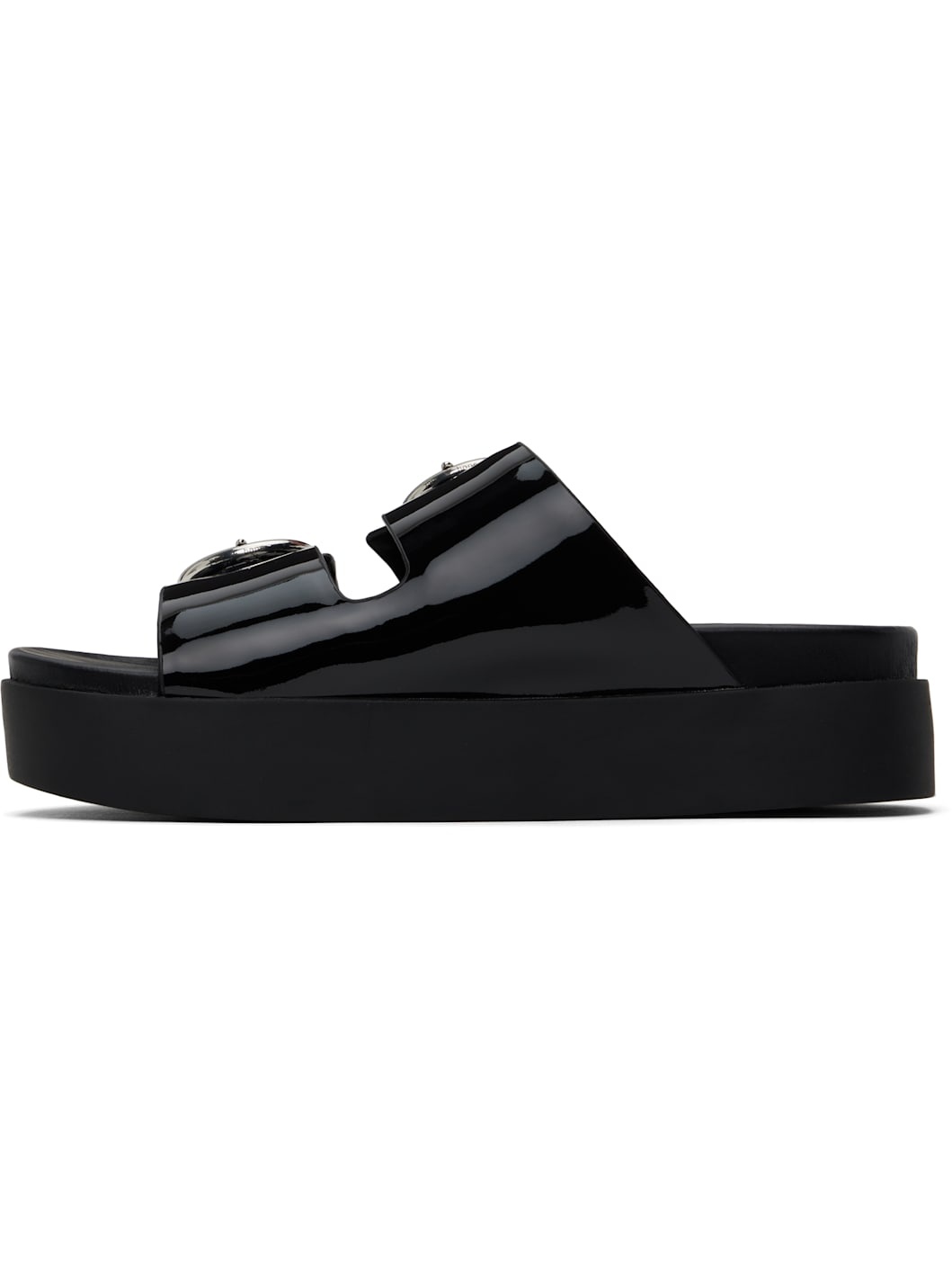 Black Geo Platform Sandals - 3