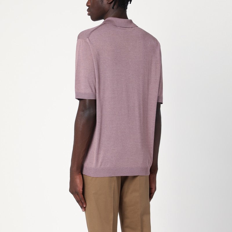 TAGLIATORE - Tagliatore Lilac Silk-Blend Polo Shirt Men - 2