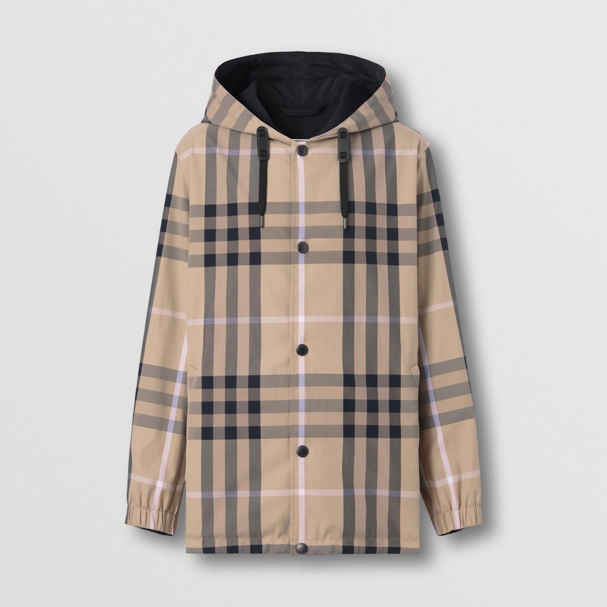 Reversible Check Cotton Blend Hooded Jacket - 1