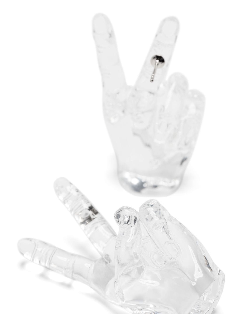 Peace hand-shaped transparent earrings - 2