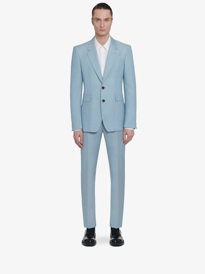 Men's Neat Shoulder Single-breasted Jacket in Pale Blue - 3