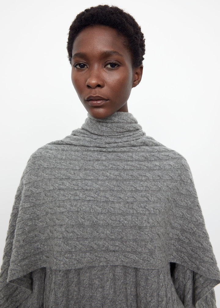 Cable knit cashmere scarf grey mélange - 5