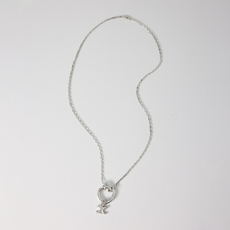 CELINE CHARMS TRIOMPHE NECKLACE IN BRASS WITH RHODIUM FINISH 1