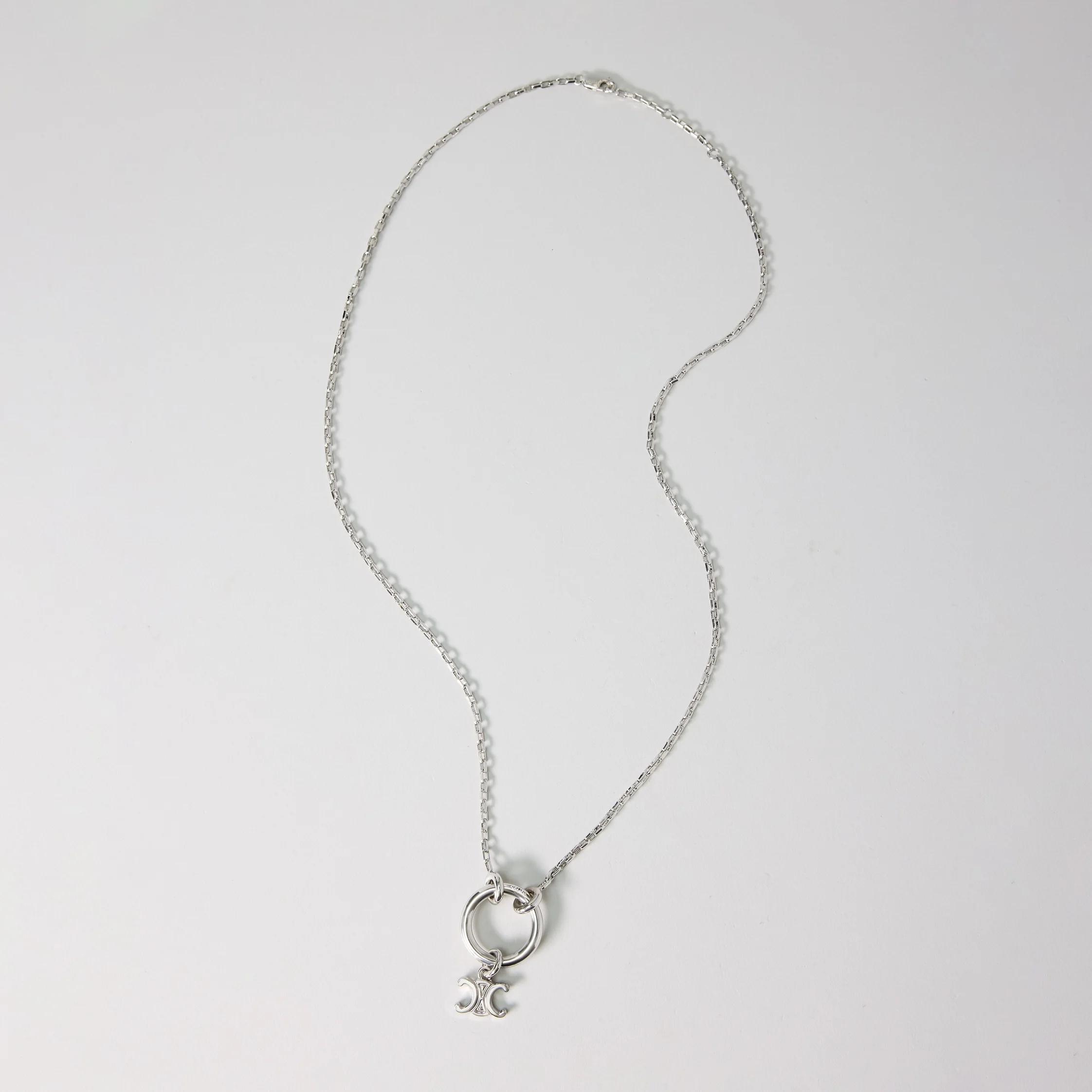 CELINE CHARMS TRIOMPHE NECKLACE IN BRASS WITH RHODIUM FINISH - 1