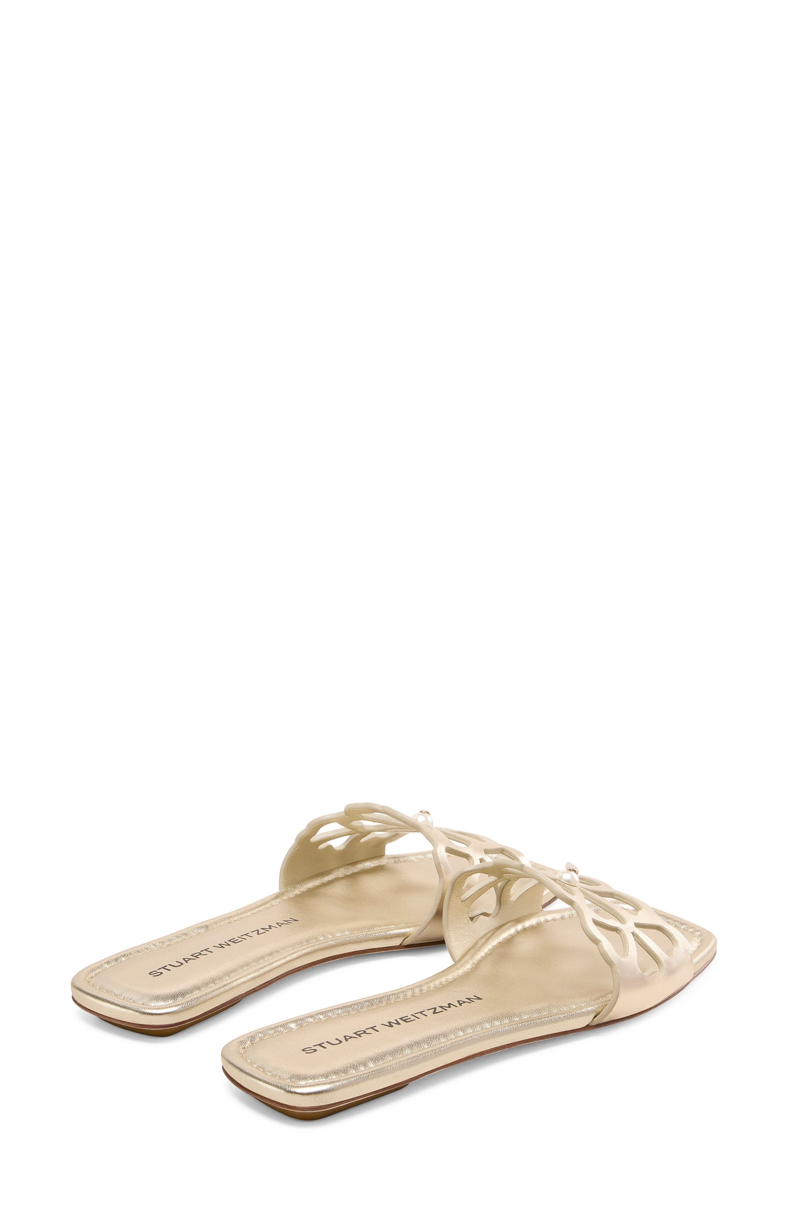 Stuart Weitzman Jasmine Cutout Slide Sandal in Light Gold at Nordstrom - 2