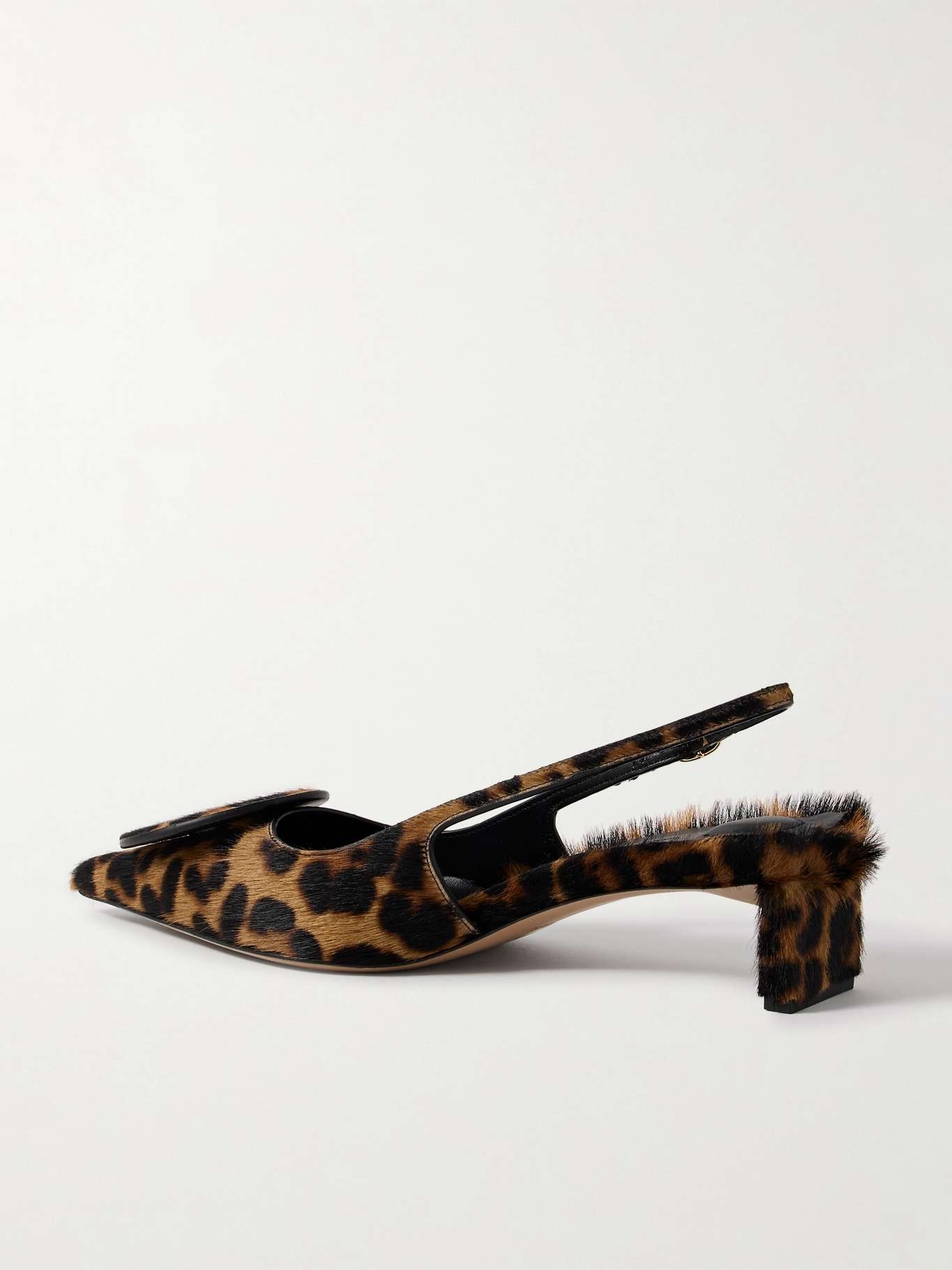 Duelo embellished leopard-print calf hair slingback pumps - 3