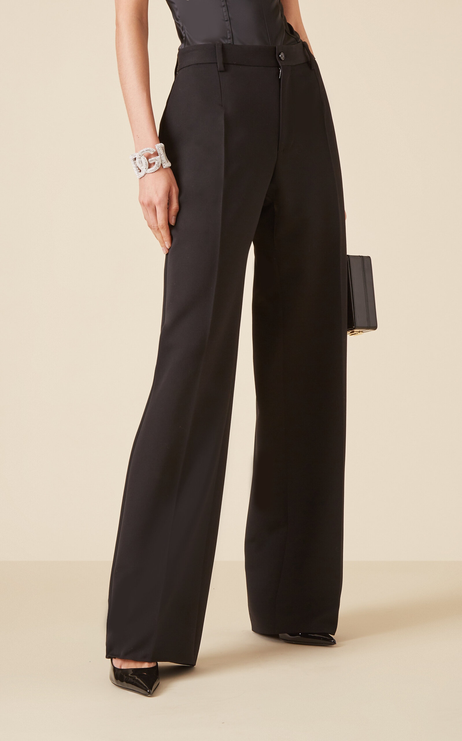 Wool Straight-Leg Trousers black - 3