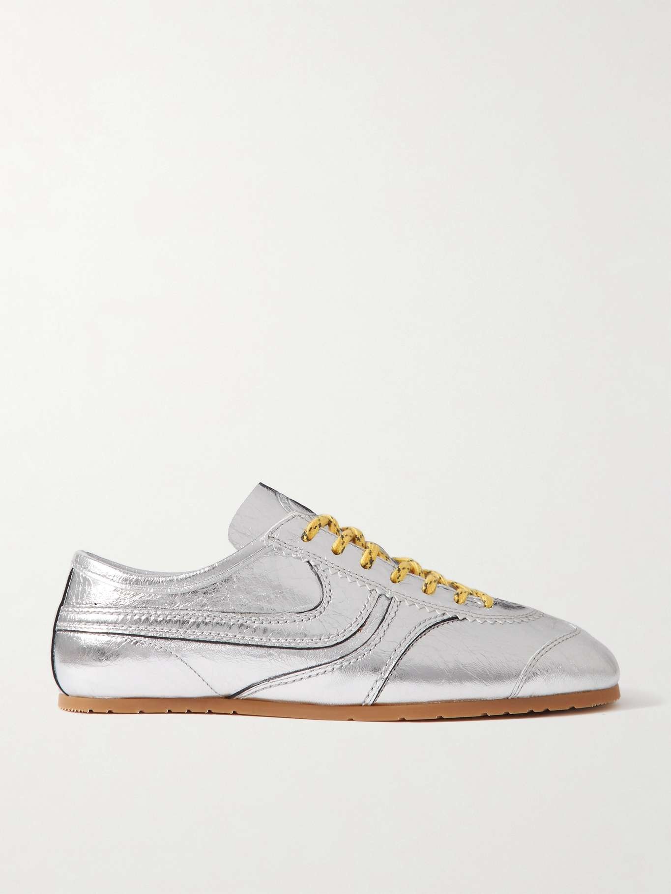 Dries Van Noten Metallic crinkled-leather sneakers | REVERSIBLE