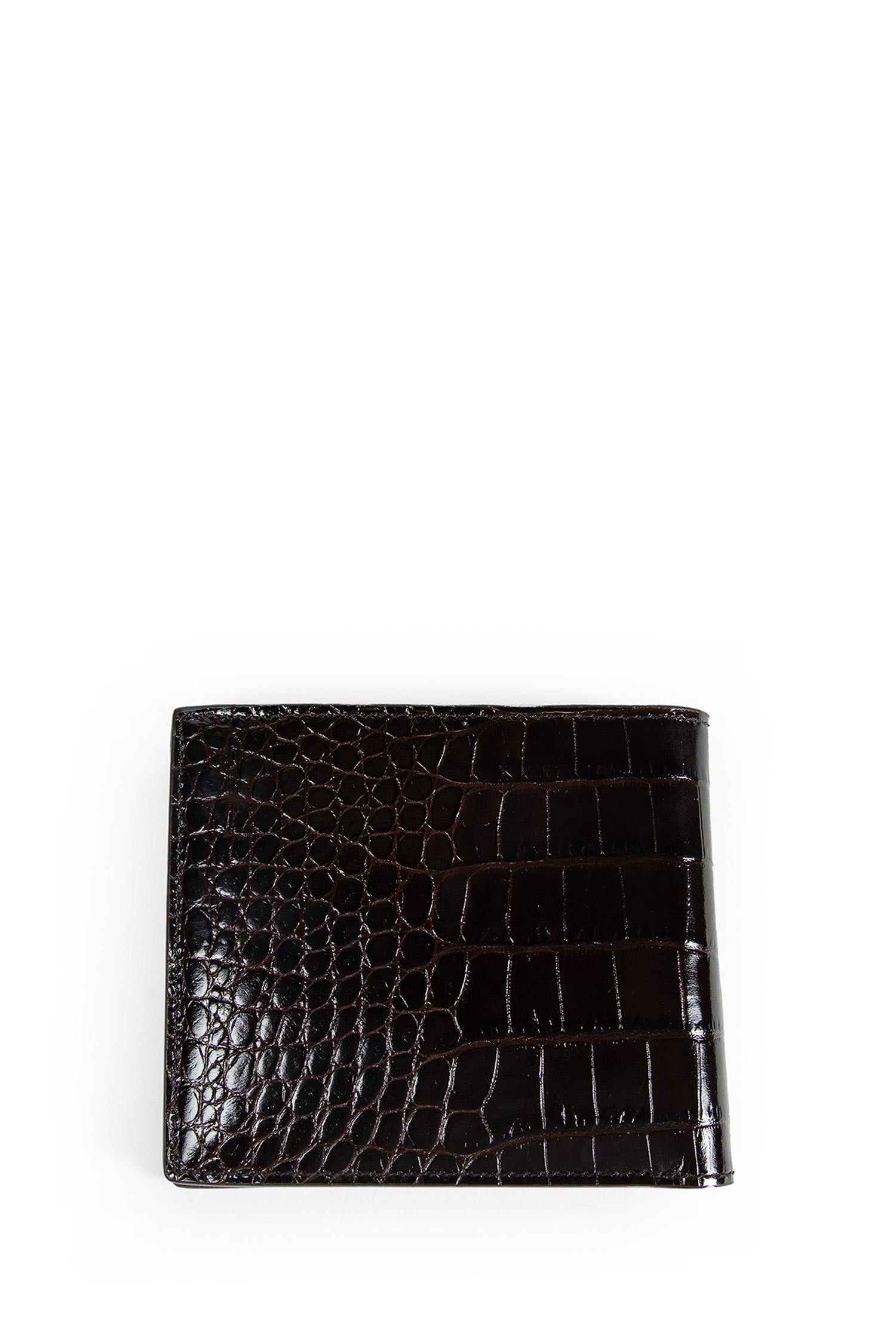 Shiny Stamped Crocodile Leather Bifold Wallet - 2
