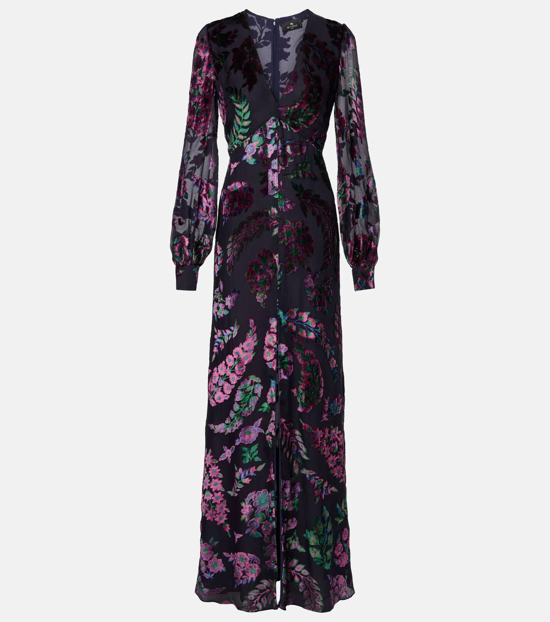 Embroidered sheer gown - 1