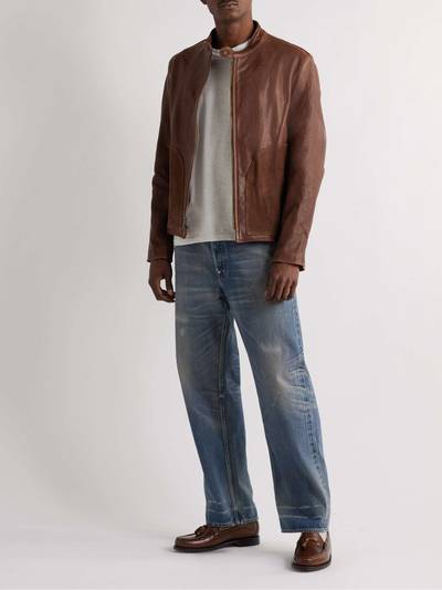 Schott Suede-Trimmed Full-Grain Leather Jacket outlook