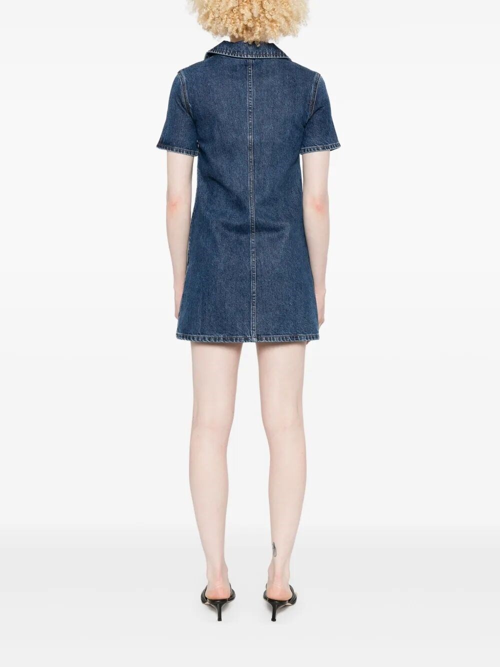 Denim Crystal Bow Mini Dress - 3