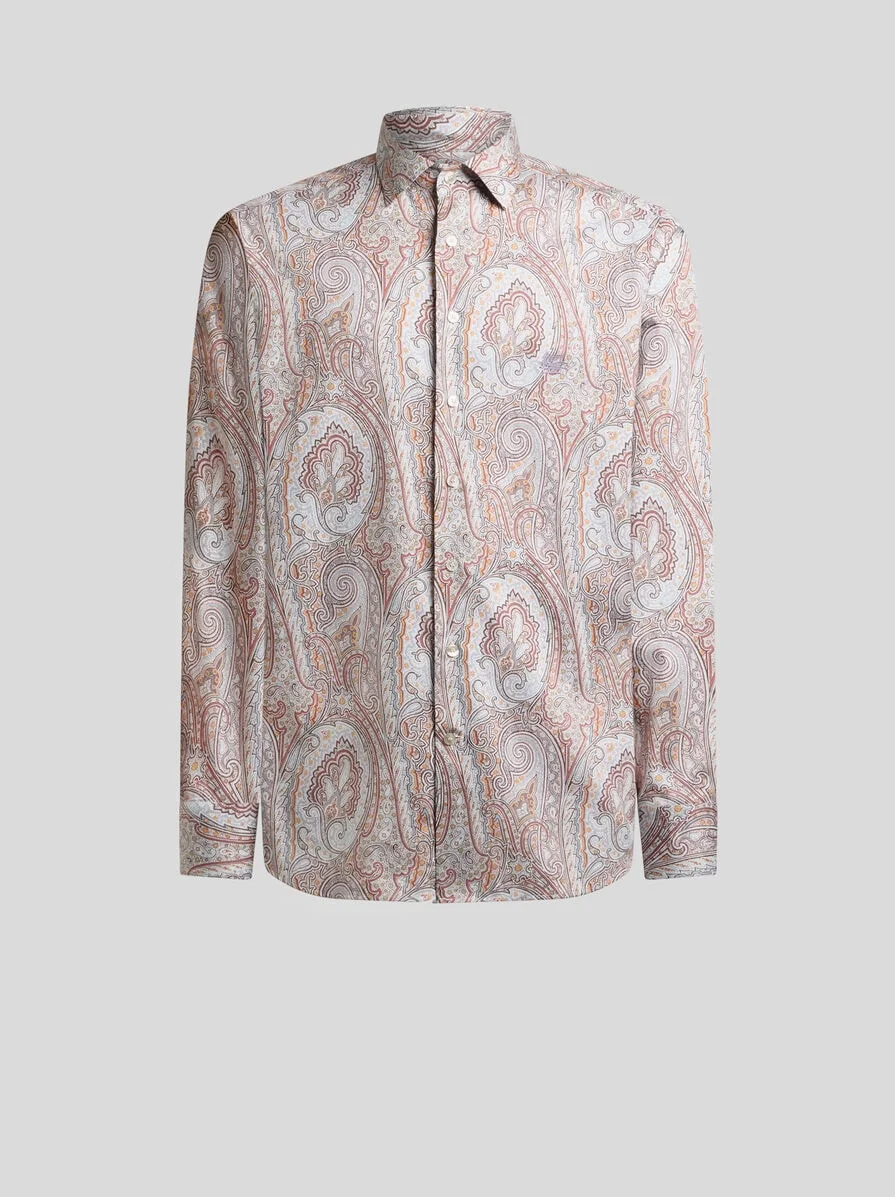 SHIRT IN COTTON SATIN WITH FLORAL PAISLEY MOTIF - 1