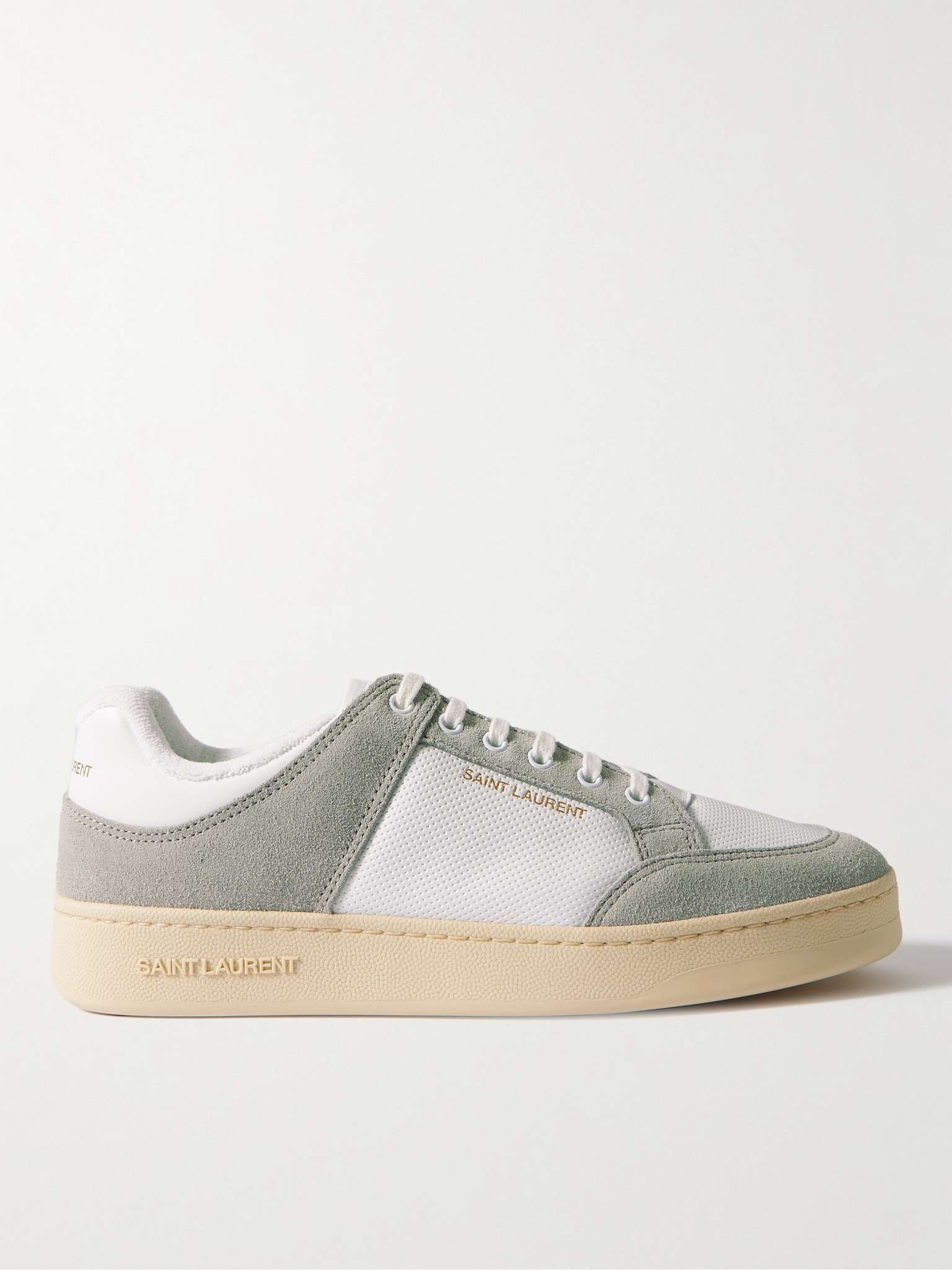 SL/61 Perforated Leather and Suede Sneakers - 1