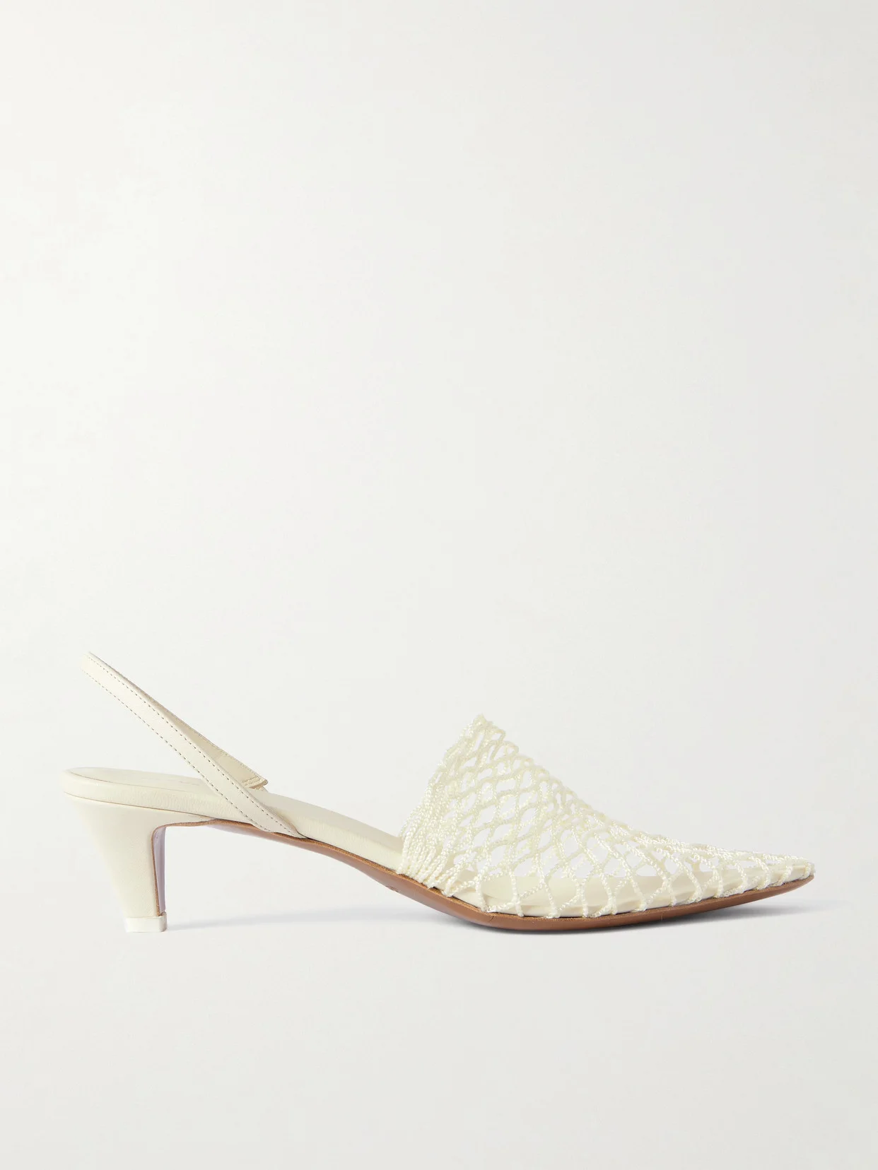 Acantho Fishnet And Leather Slingback Pumps - 1