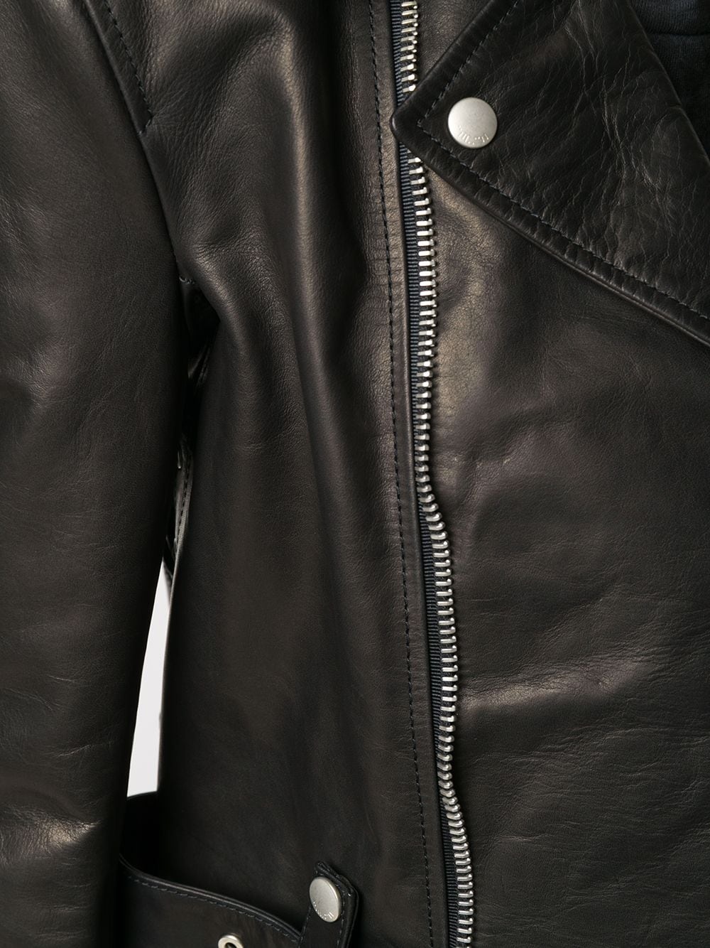 belt-detail biker jacket - 5