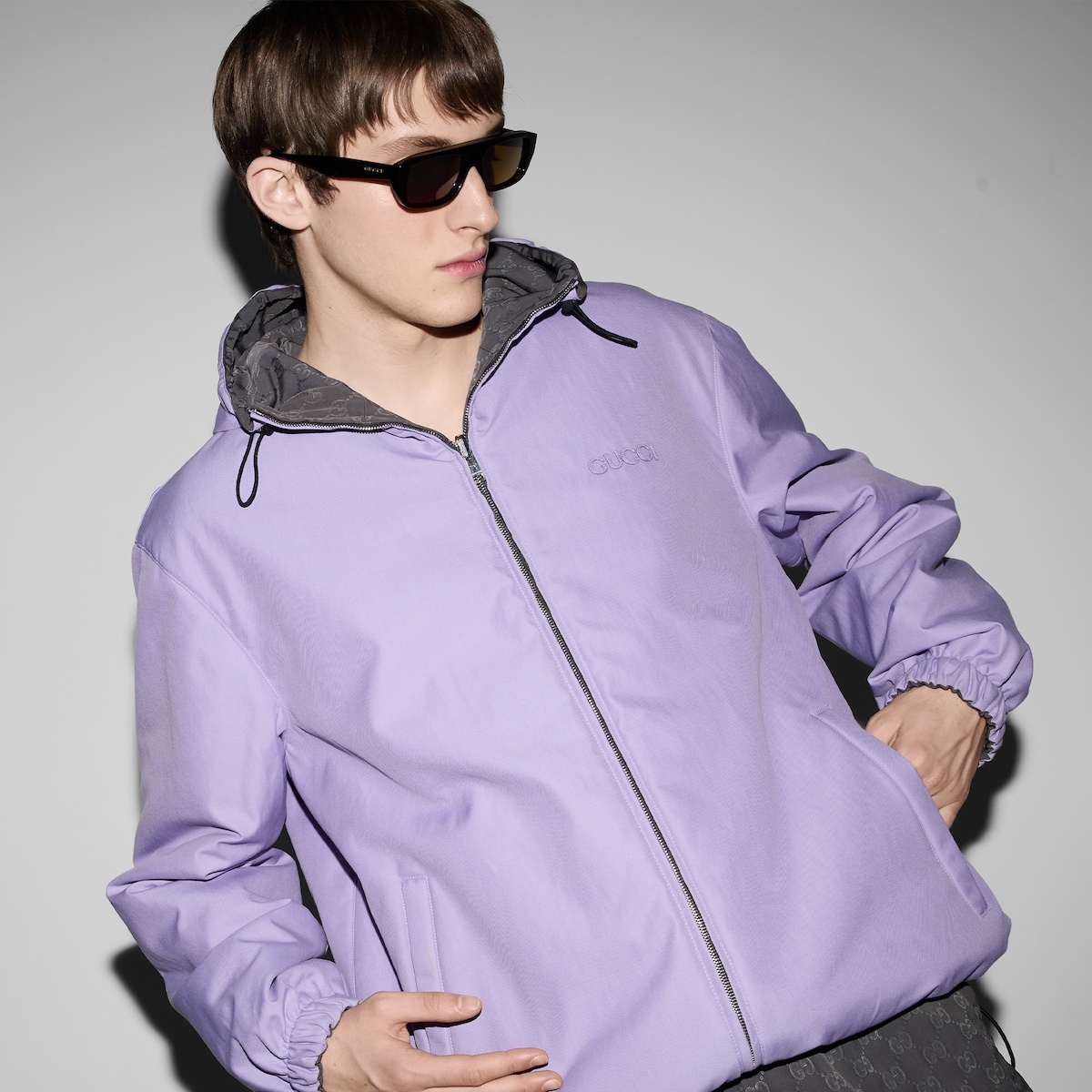 Reversible nylon GG zip jacket - 8