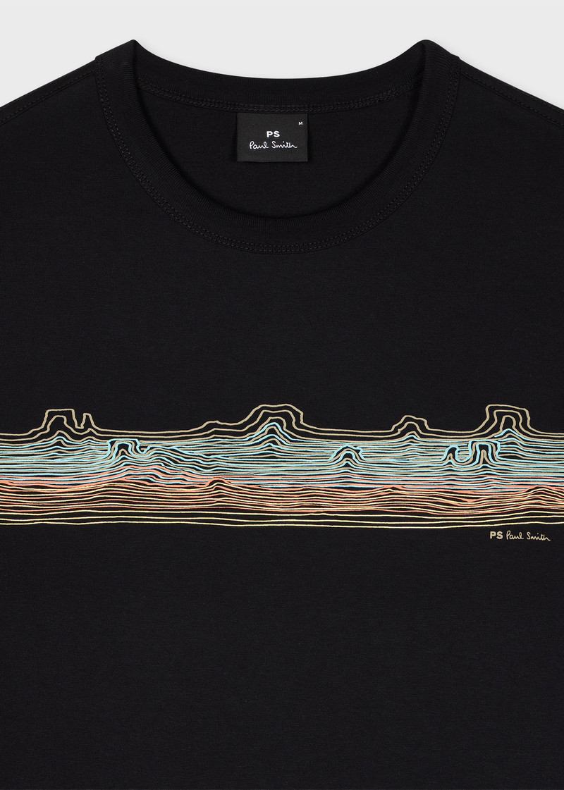 Paul Smith Black 'Desert Stripe' Print T-Shirt outlook